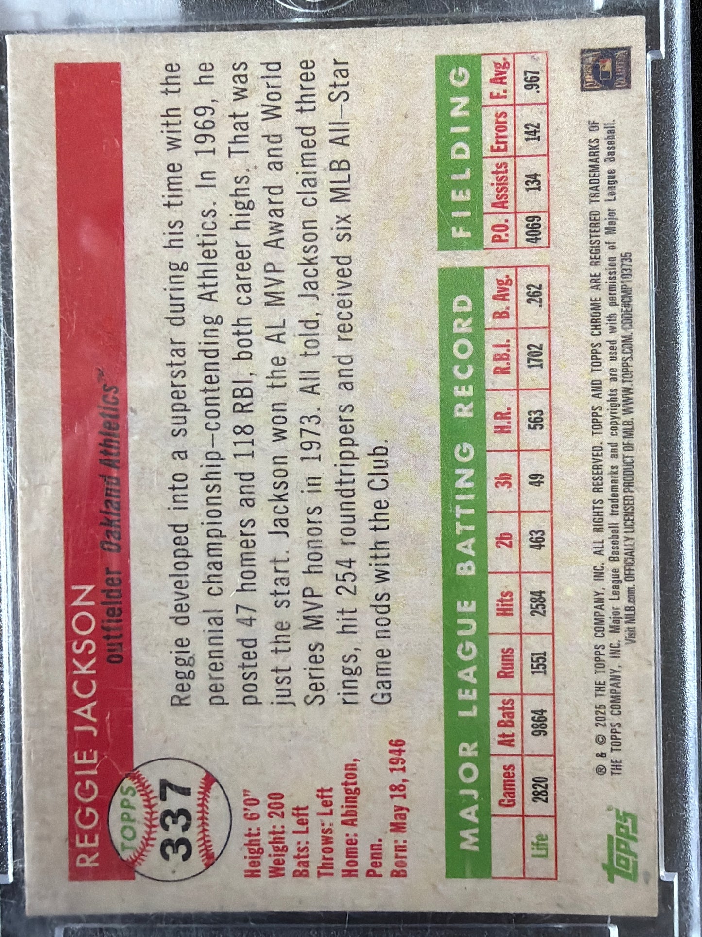 2025 Topps Chrome Reggie Jackson #337 Blue Speckle /199