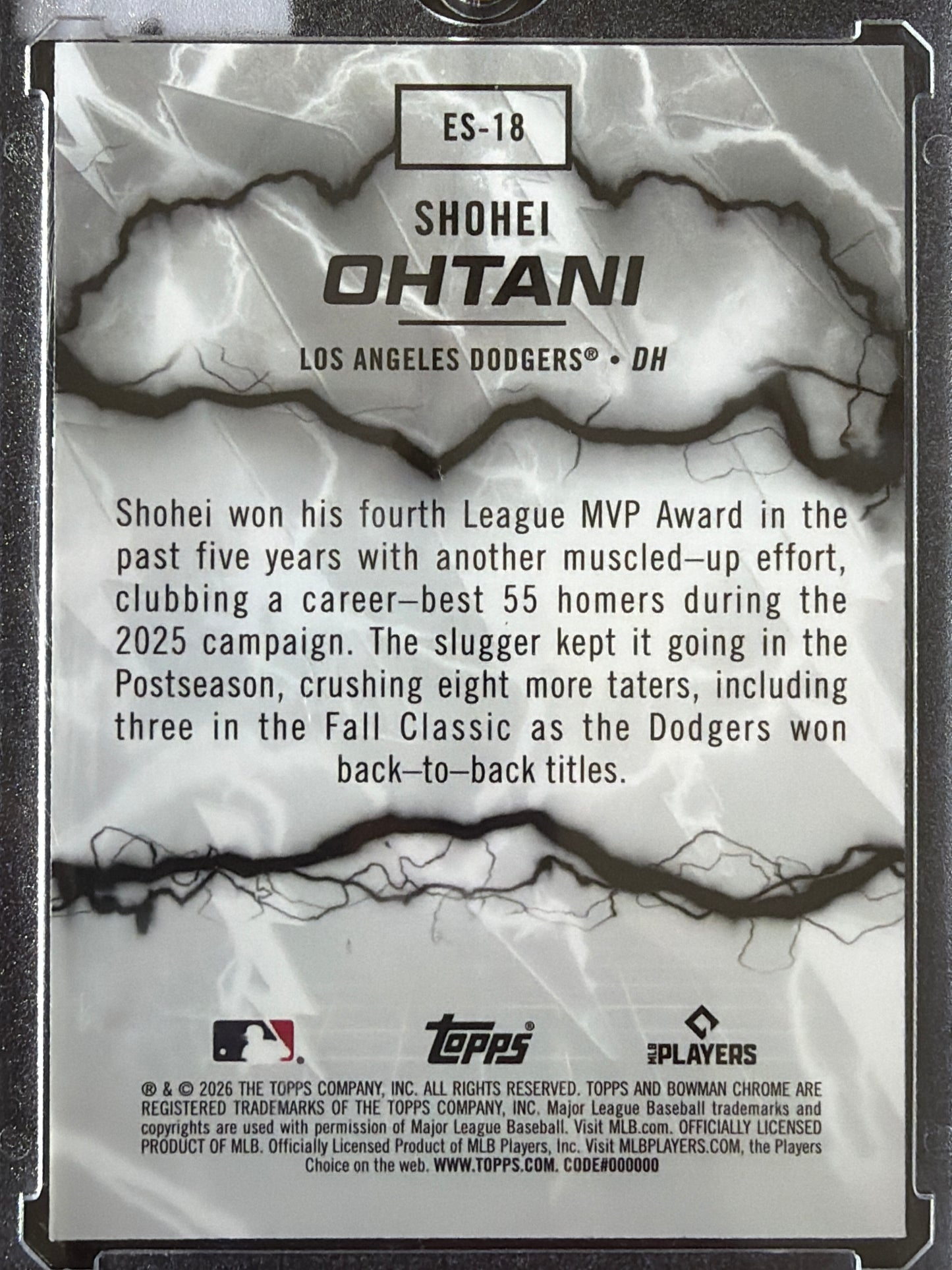 2026 Bowman Chrome Electric Sluggers Shohei Ohtani #ES-18