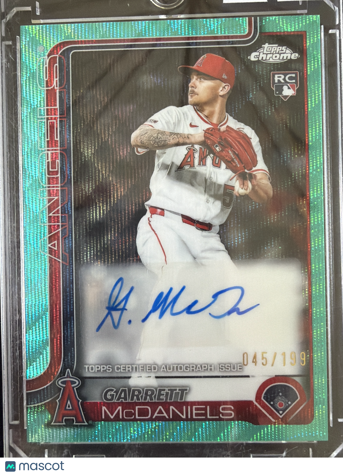 2025 Topps Chrome Garrett McDaniels #AC-GM Green Wave Refractor /199 RC