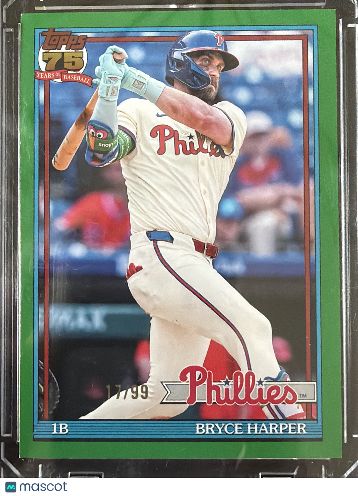 2024 Topps 75 Years of Baseball Bryce Harper #T91-60 Green /99