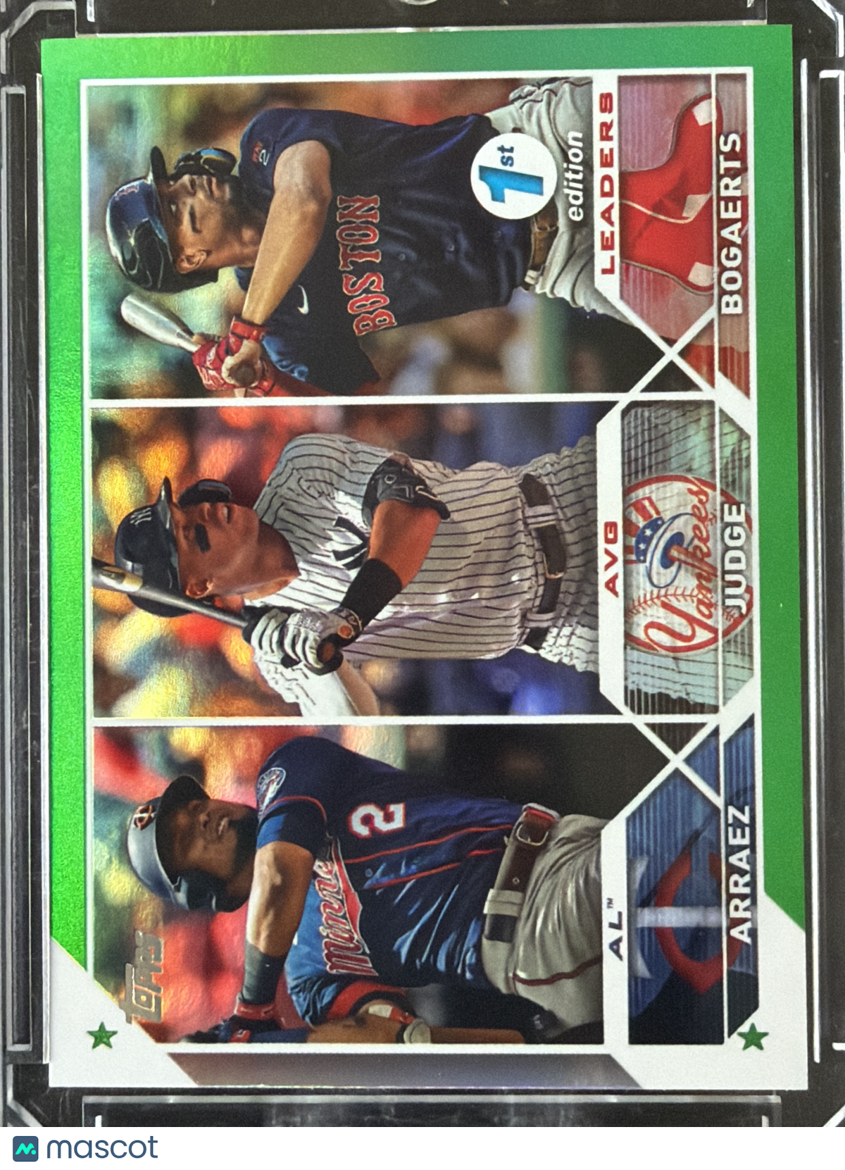 2023 Topps Series 1 Xander Bogaerts Luis Arraez Aaron Judge #289 Green Foil /150