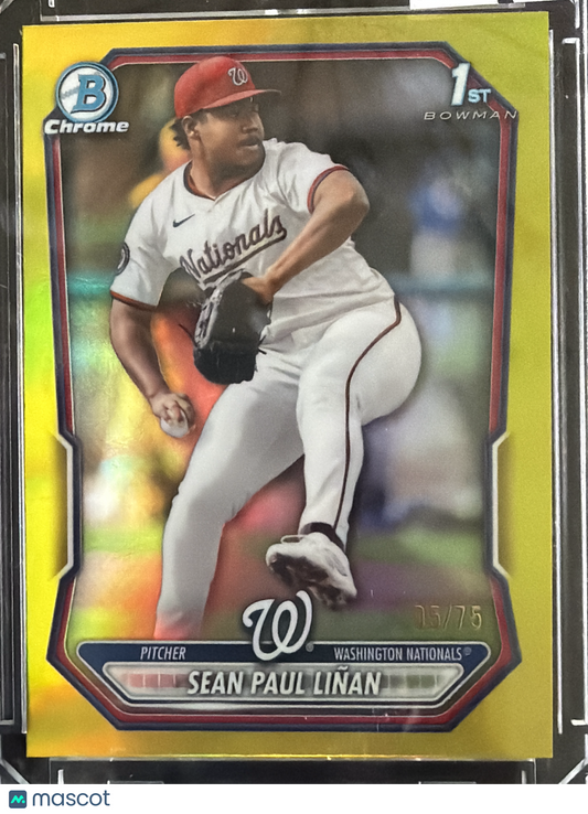 2024 Bowman Chrome Sean Paul Liñan #BCP-26 Yellow Refractor /75