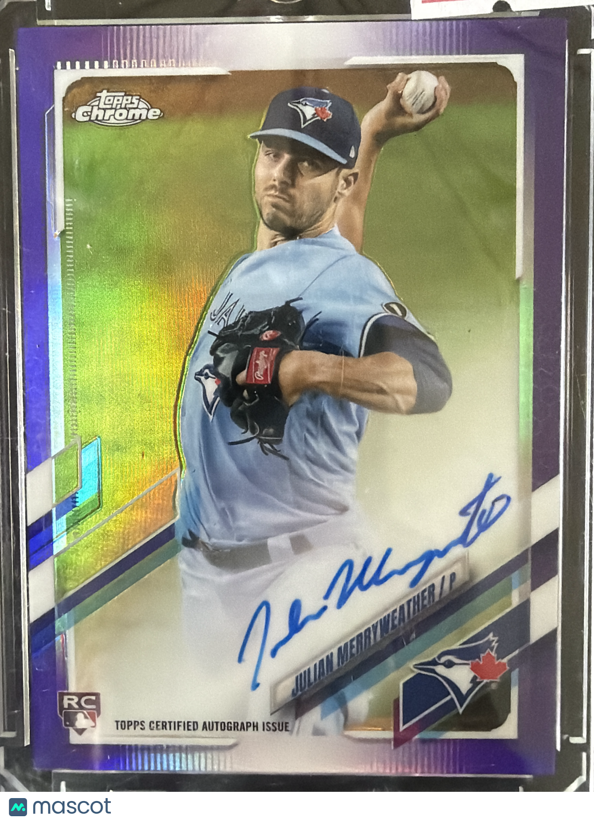 2021 Topps Chrome Julian Merryweather #RA-JM Purple Refractor RC