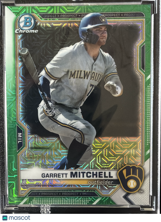 2021 Bowman Chrome Garrett Mitchell #BCP-204 Green Mojo Refractor