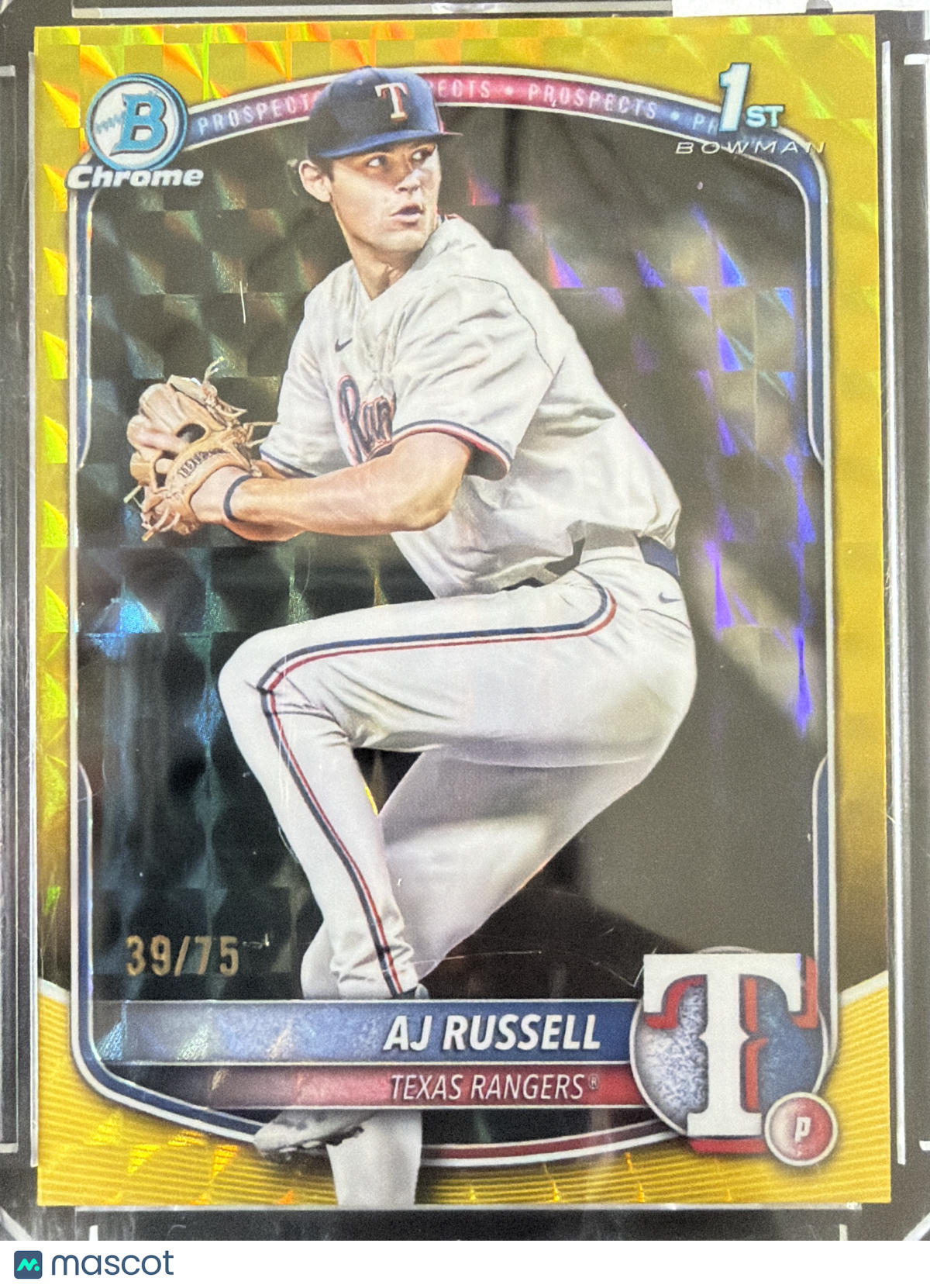 2024 Bowman Chrome AJ Russell #BDC-51 Yellow Mini-Diamond Refractor /75