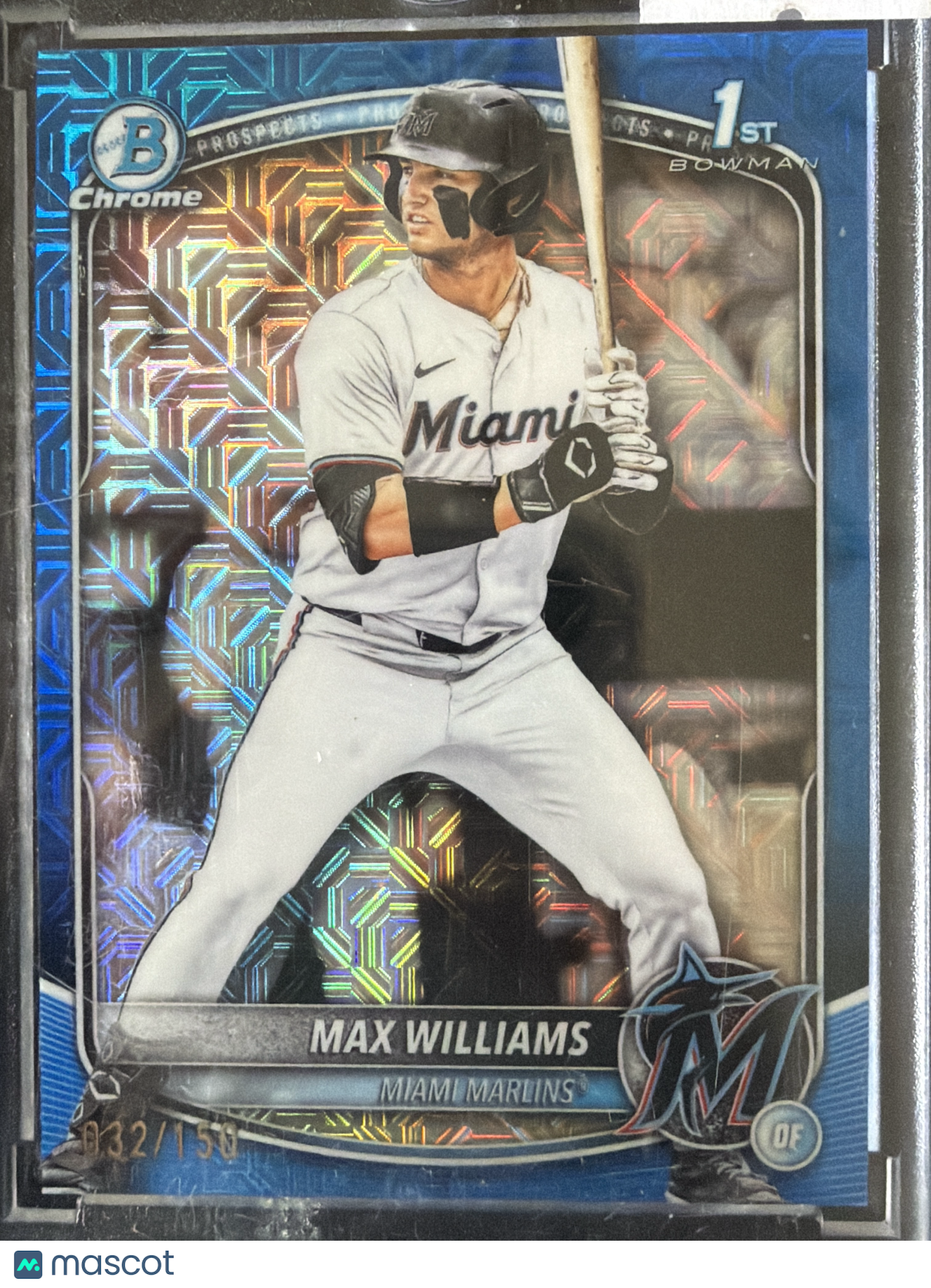 2025 Topps Bowman Chrome Max Williams #BDC-68 Blue Mojo Refractor /150
