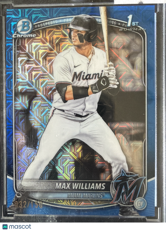 2025 Topps Bowman Chrome Max Williams #BDC-68 Blue Mojo Refractor /150