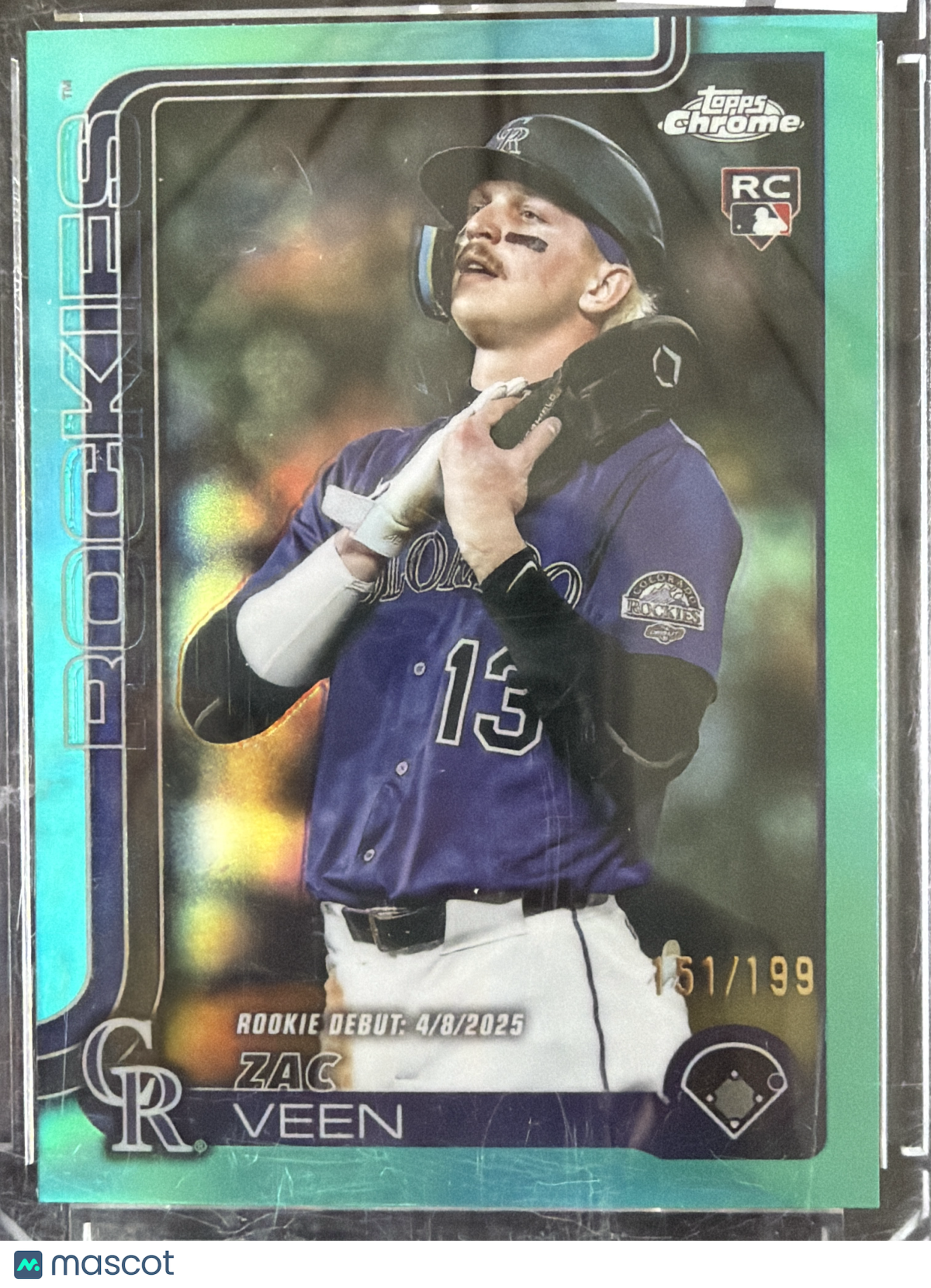 2025 Topps Chrome Zac Veen #USC186 Aqua Refractor RC
