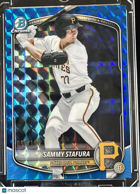 2025 Topps Bowman Chrome Sammy Stafura #BDC-187 Blue Sapphire Refractor