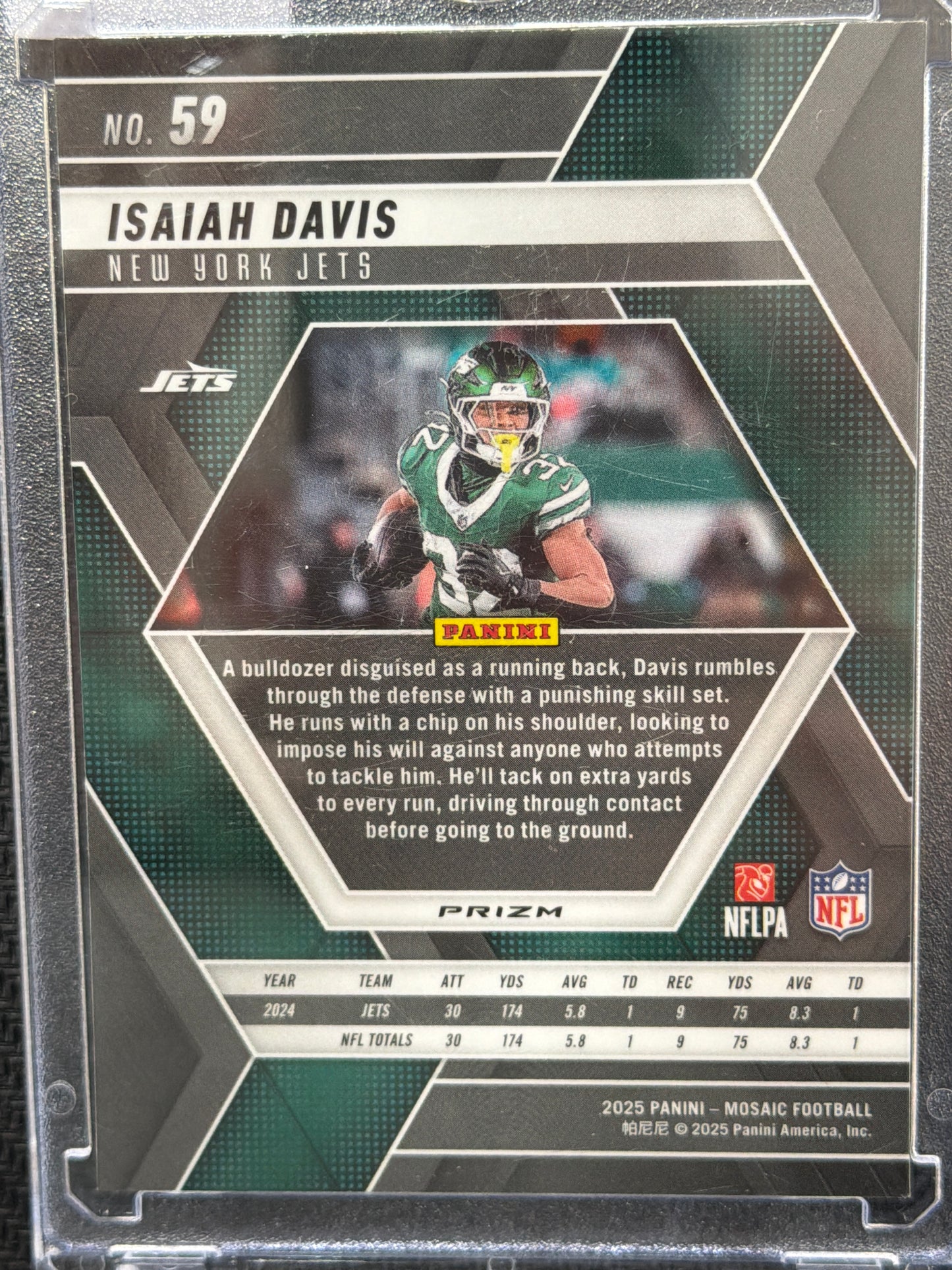 2025 Panini Mosaic Football Isaiah Davis #59 Blue Genesis