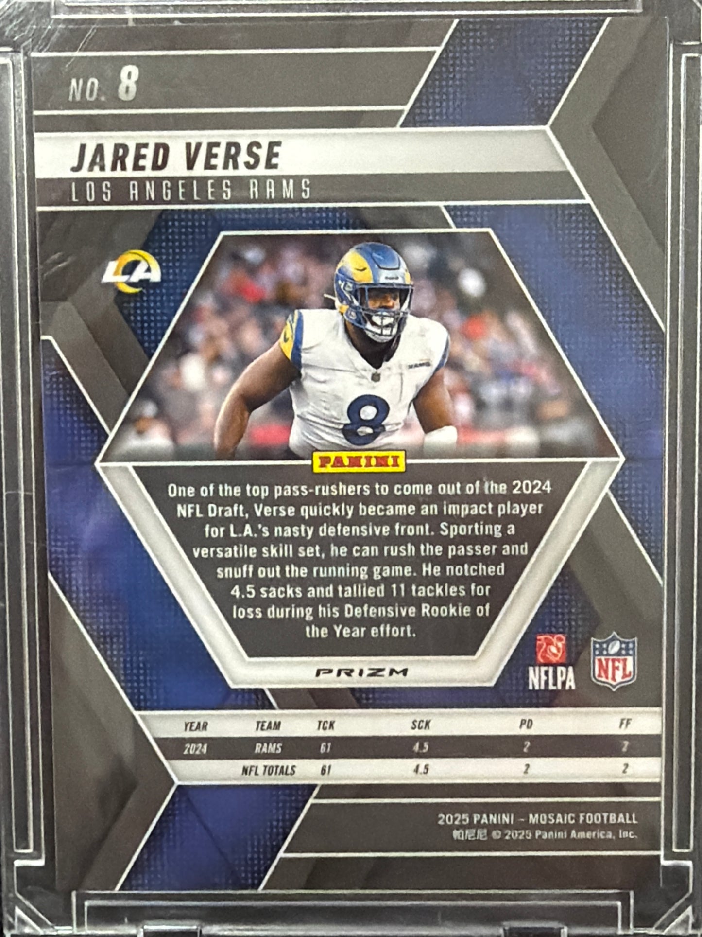 2025 Panini Mosaic Prizm Jared Verse #8 Orange Honeycomb
