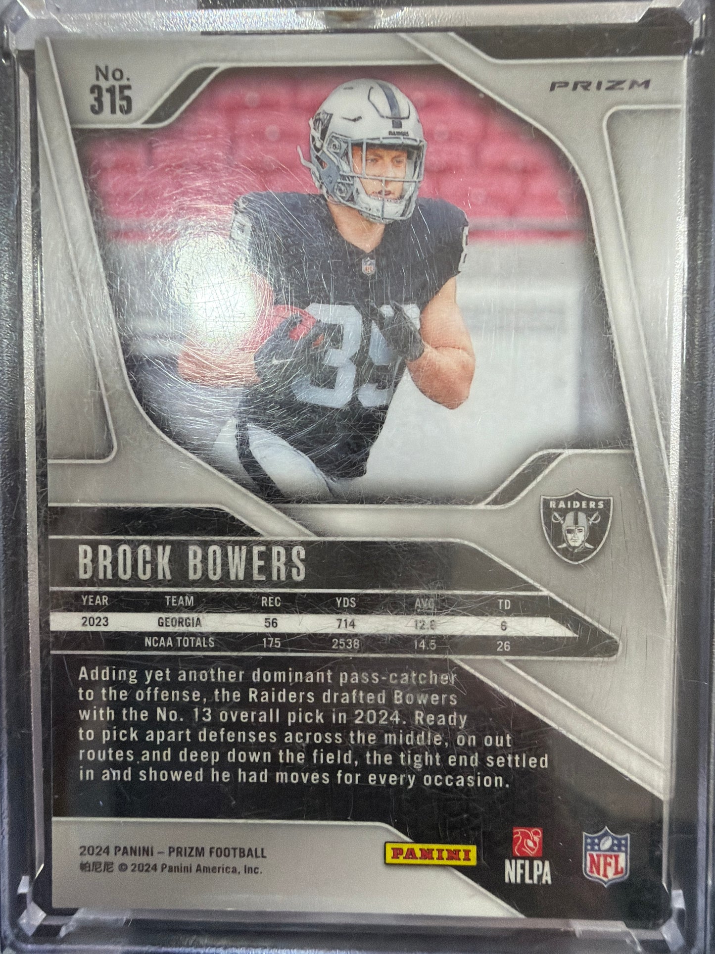 2024 Panini Prizm Brock Bowers #315 Red White Blue RC