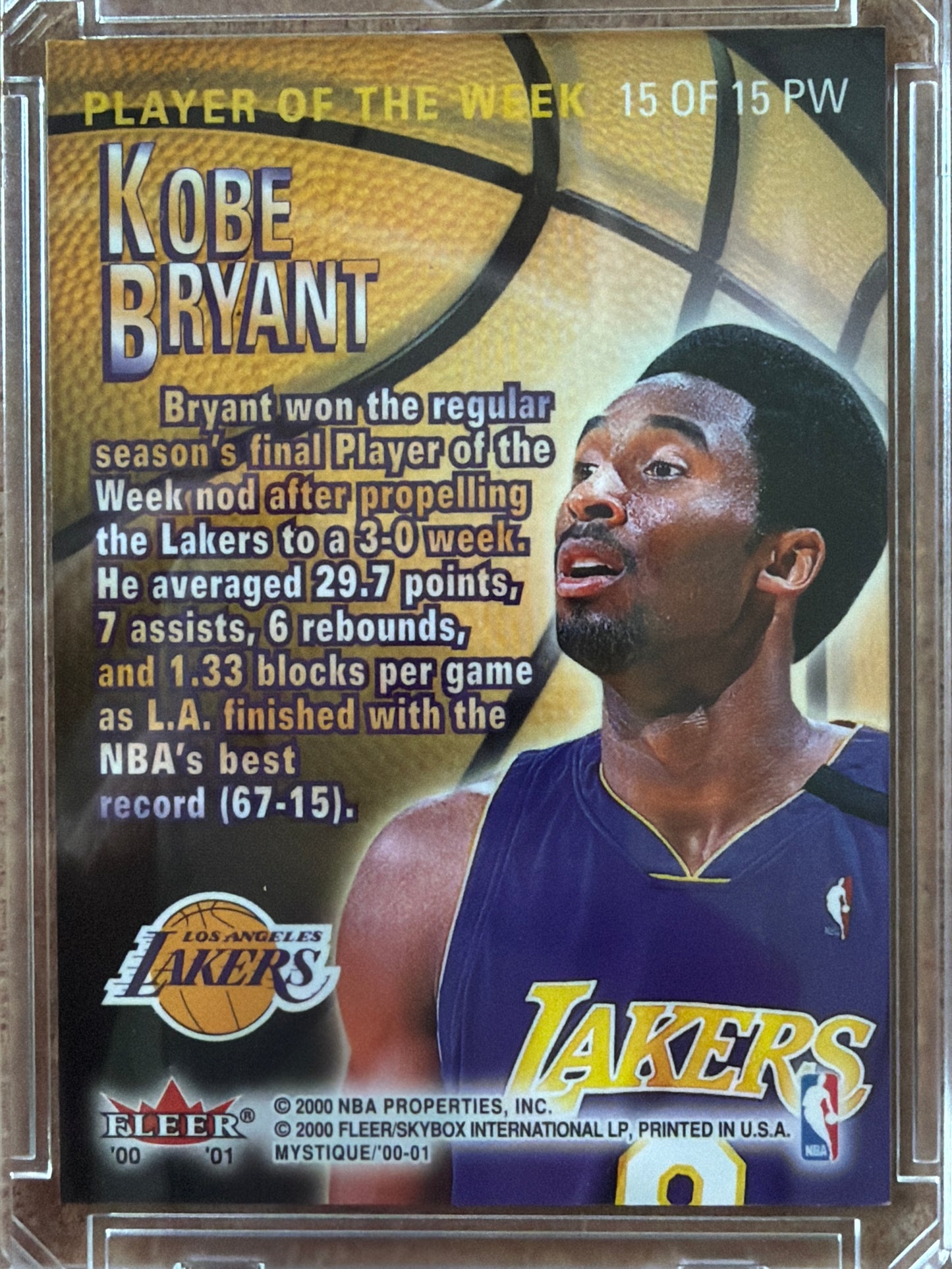 2000 Fleer Mystique Kobe Bryant #15 of 15 PW