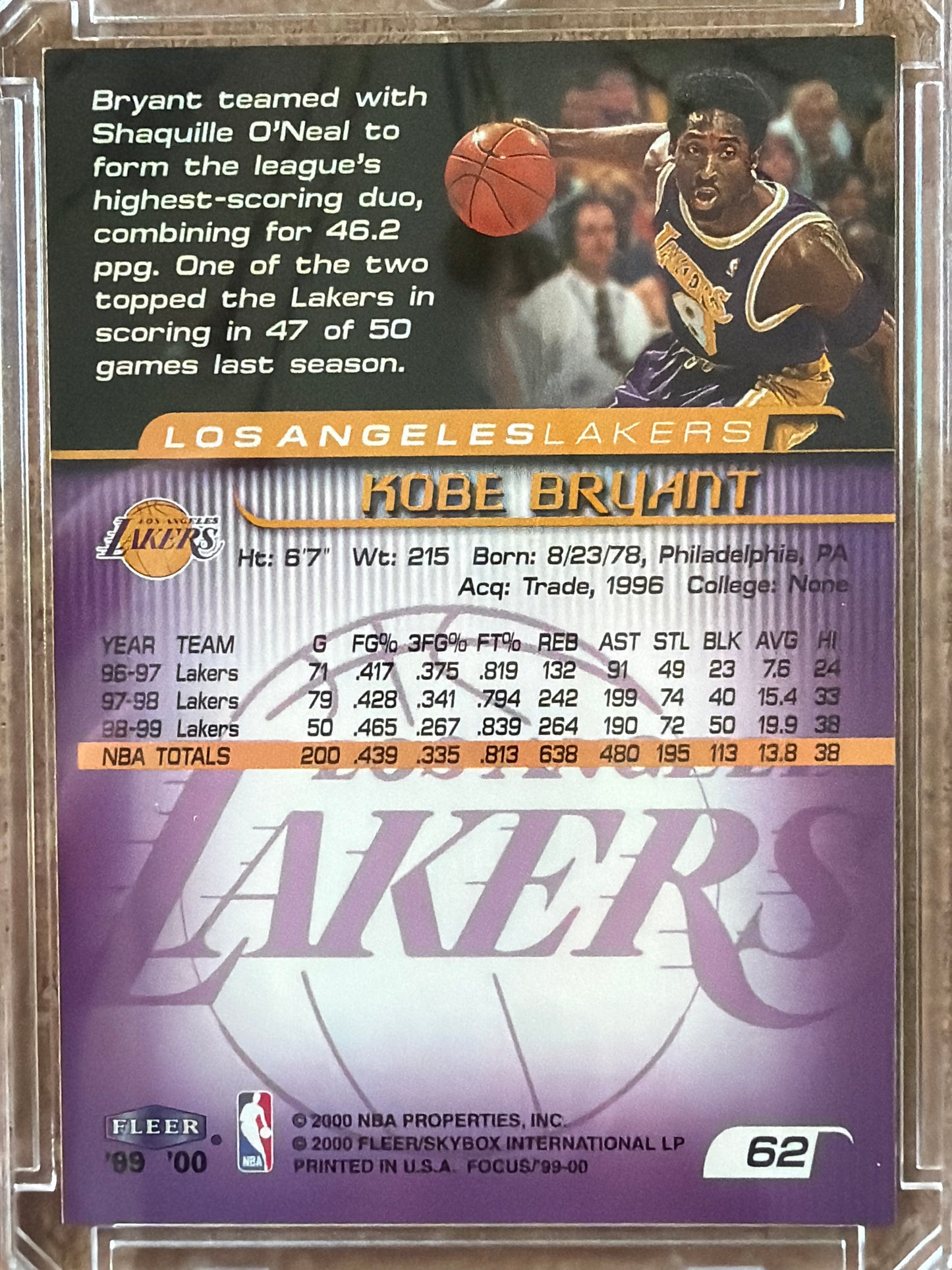 2000 Fleer Focus Kobe Bryant #62