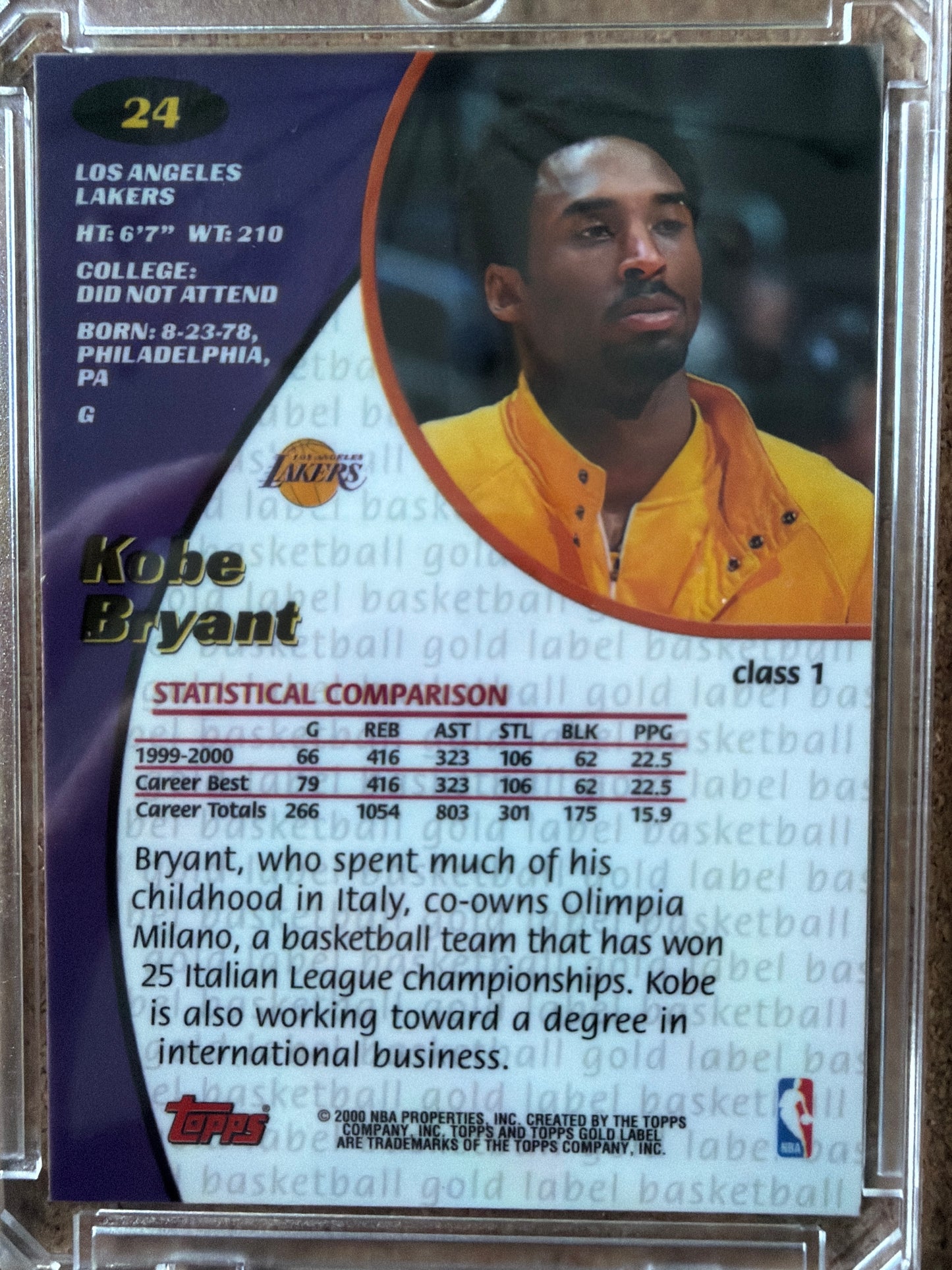 1999 Topps Gold Label Kobe Bryant #24 Class 1