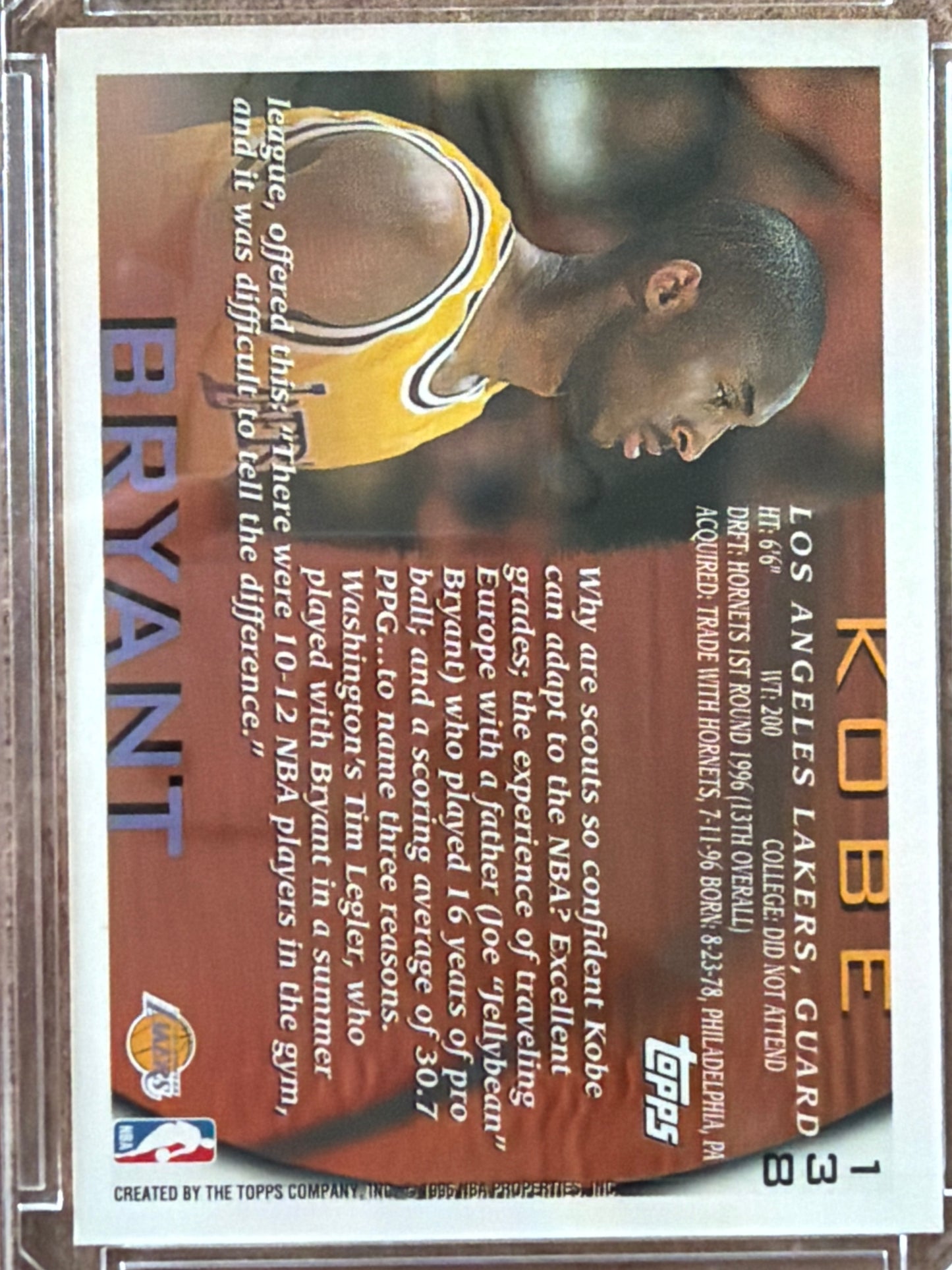 1996 Topps Kobe Bryant #138