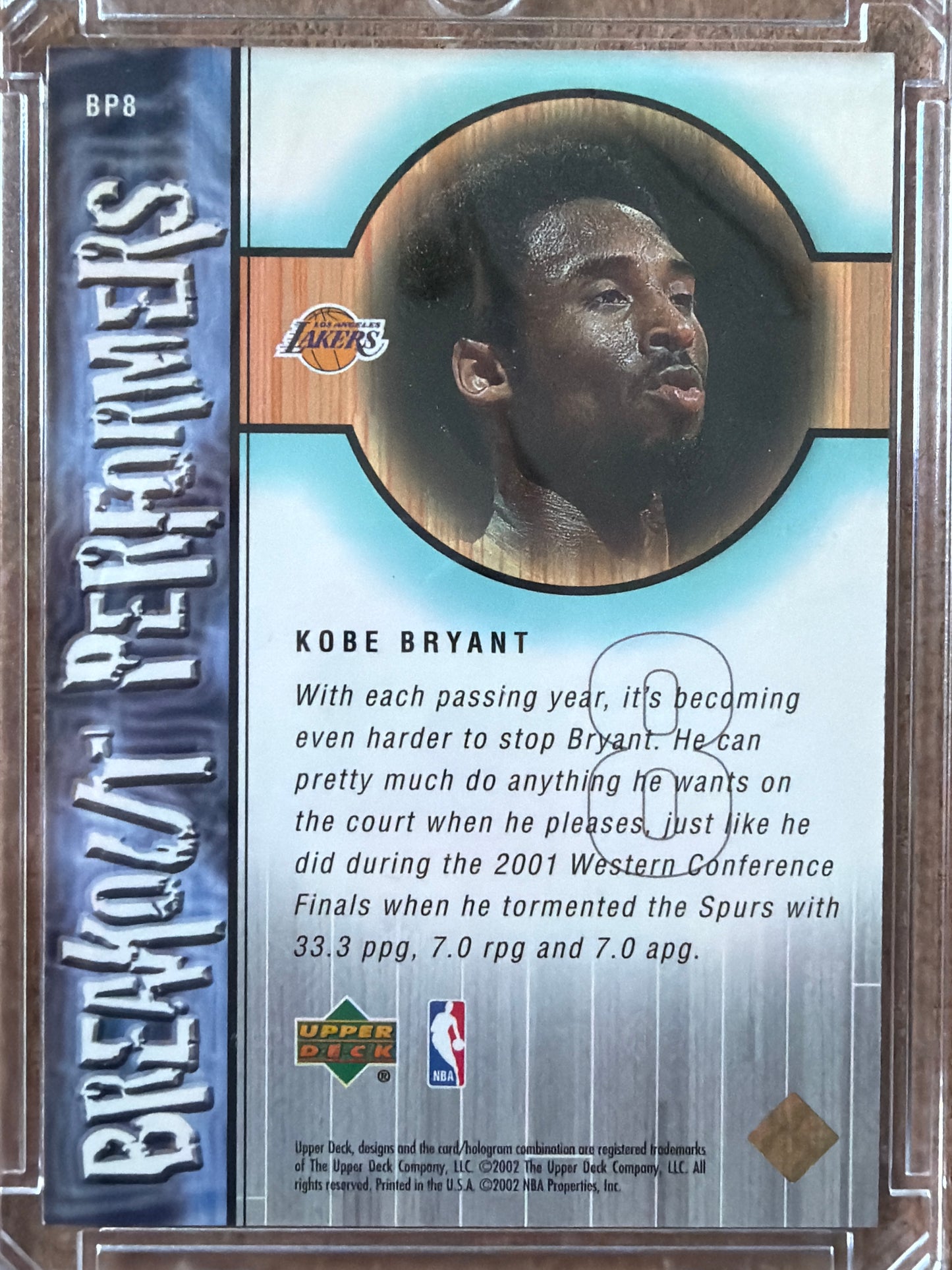 2002 Upper Deck Breakout Performers Kobe Bryant #BP8