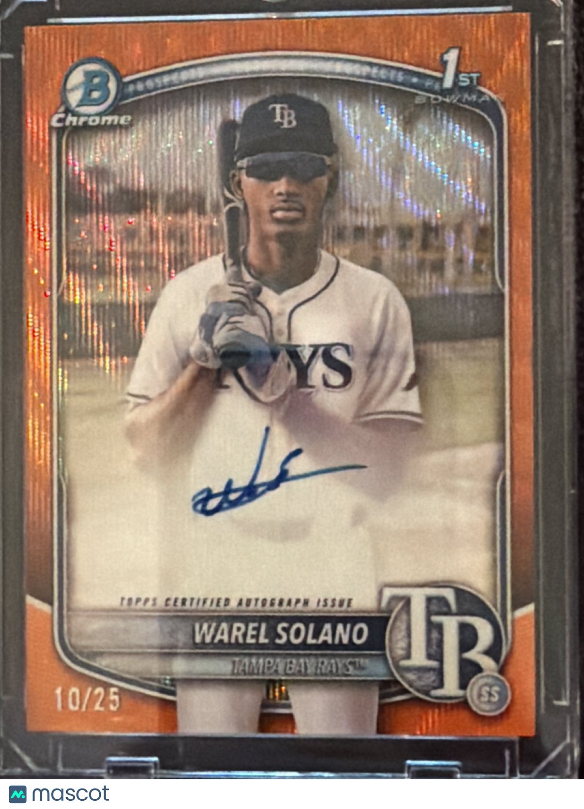 2025 Bowman Chrome Warel Solano #CPA-WS Orange Shimmer Refractor /25