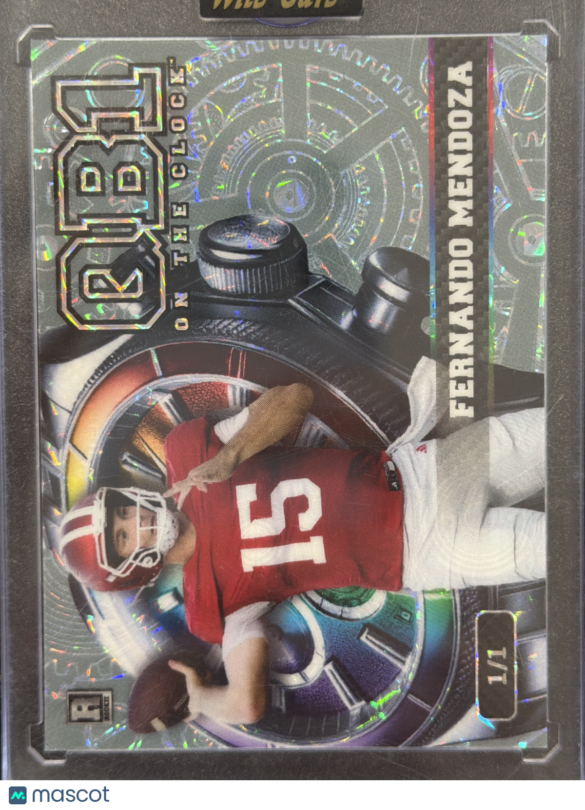 2026 Wild Card On The Clock Fernando Mendoza #OCW-PT-FM Silver Sparkle /1