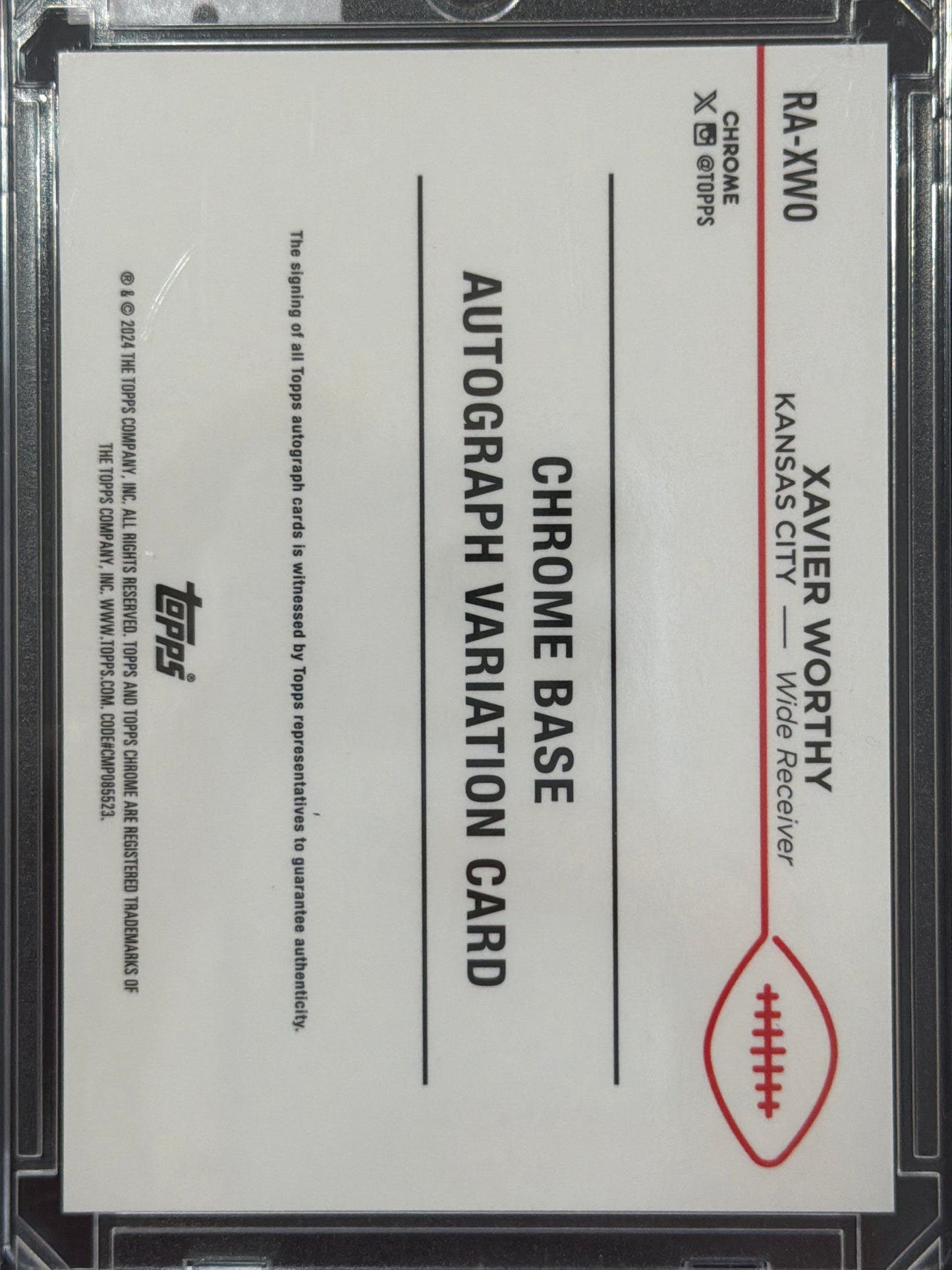 2024 Topps Chrome Xavier Worthy #RA-XWO Autograph Variation RC