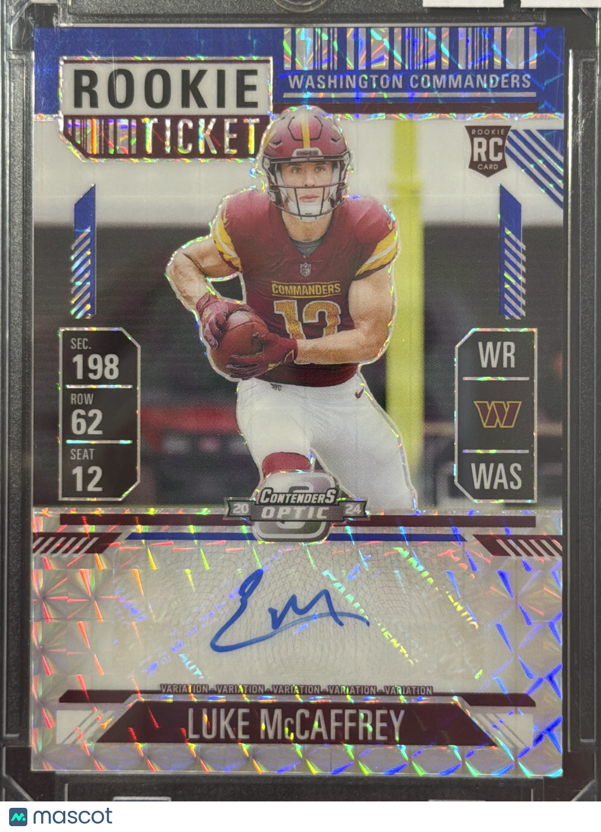 2024 Panini Contenders Optic Prizm Luke McCaffrey #PV-LMC /24 RC