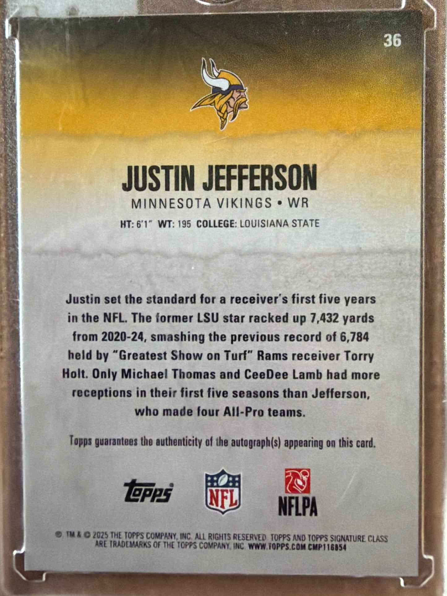2020 Topps Signature Class Justin Jefferson #36 /275