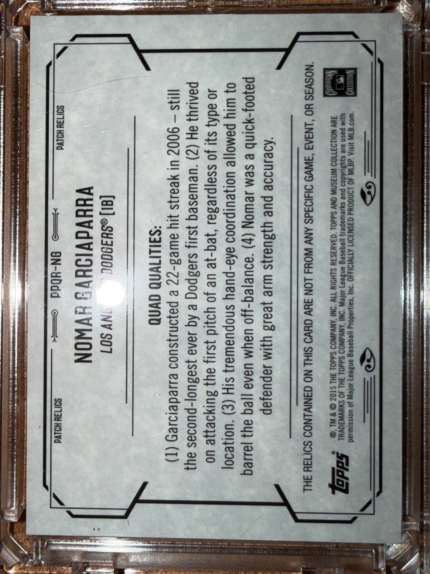 2015 Topps Garciaparra #PPQR-NG Patch Relics Game-Used Memorabilia Quad Relics