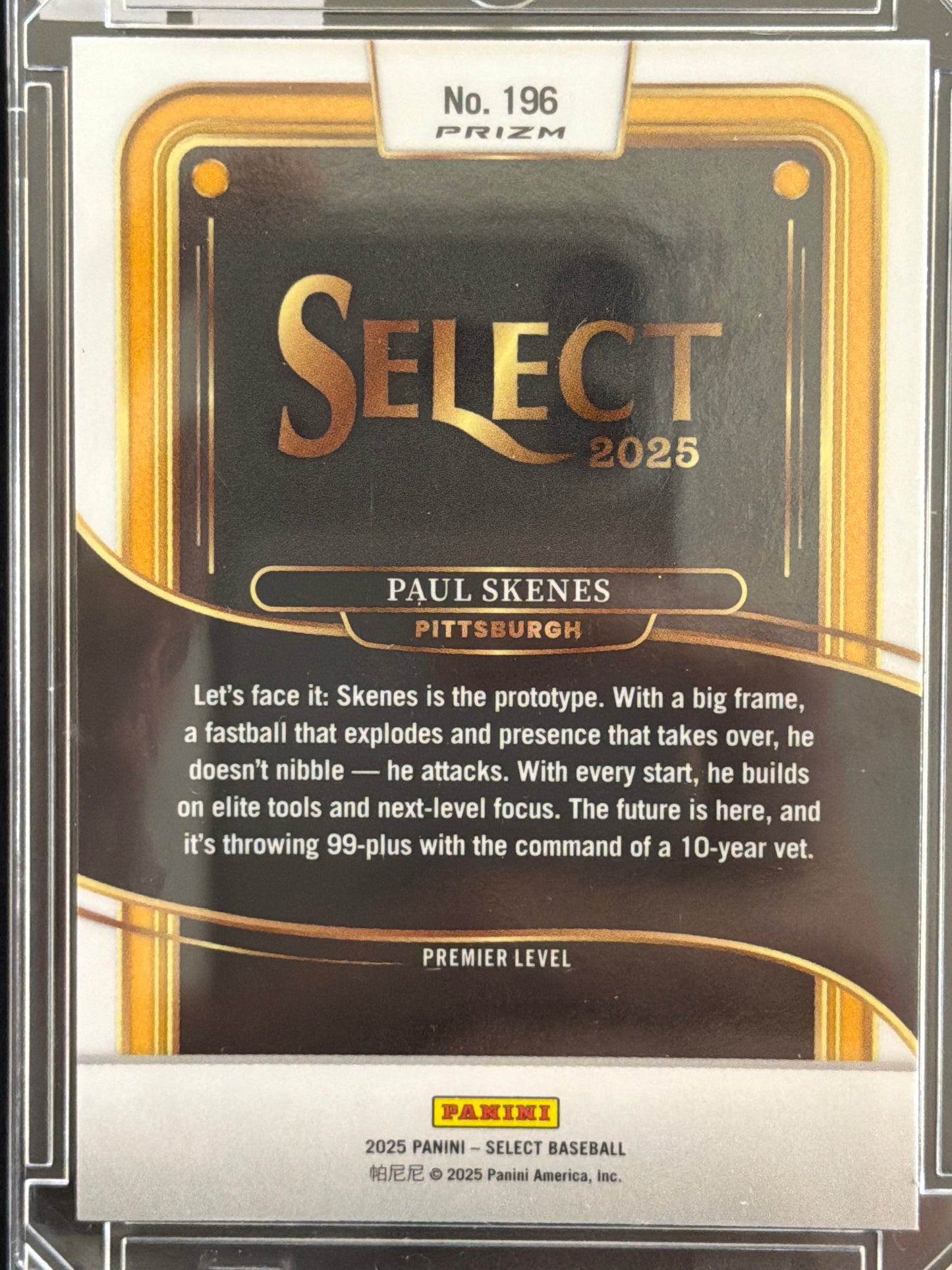 2025 Panini Select Prizm Premier Level Paul Skenes #196 Green Scope Green Scope