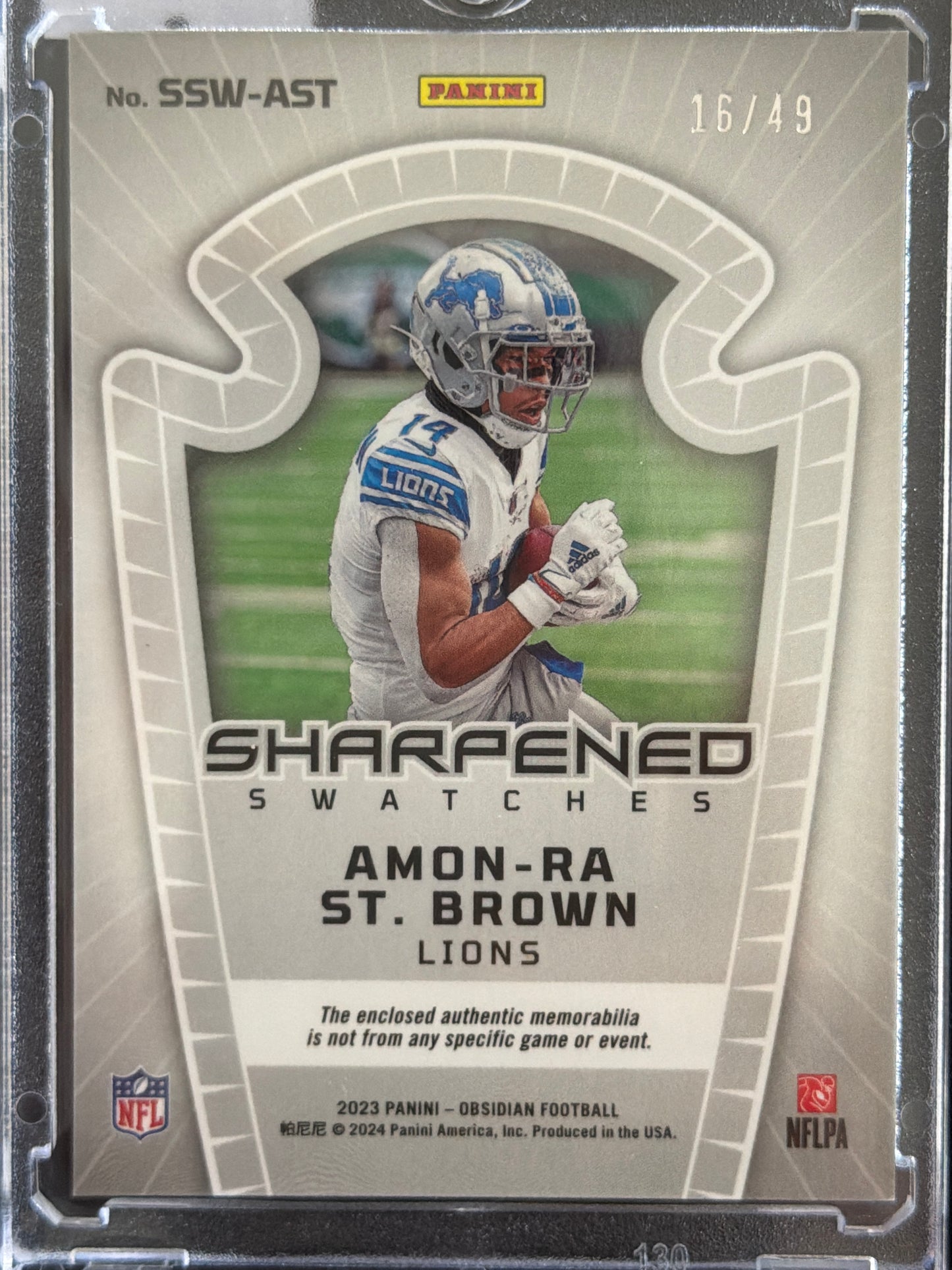 2024 Amon-Ra St. Brown #SSW-AST Electric Etch Orange /49 Patch Memorabilia