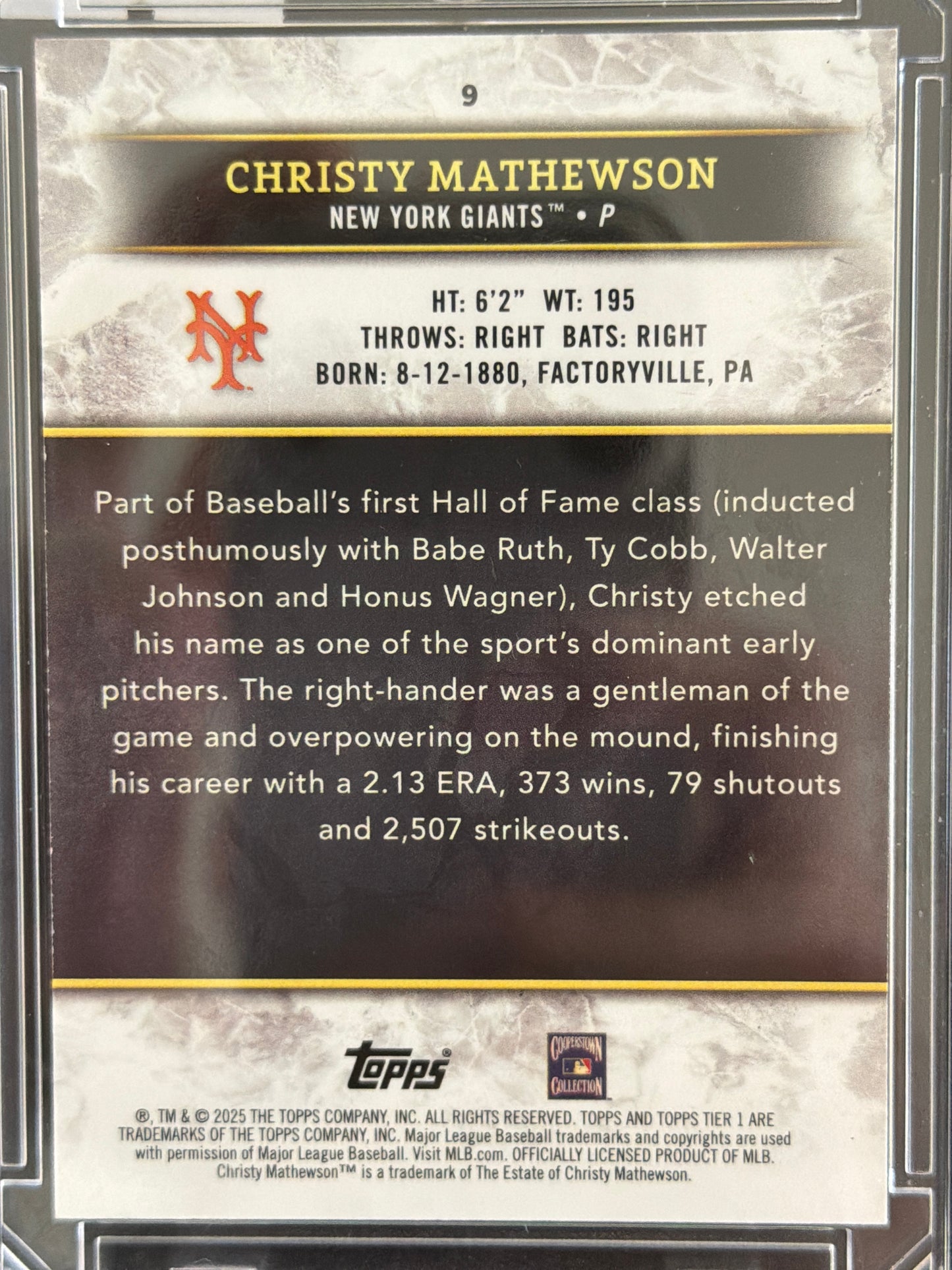 2025 Topps Tier One Christy Mathewson #9