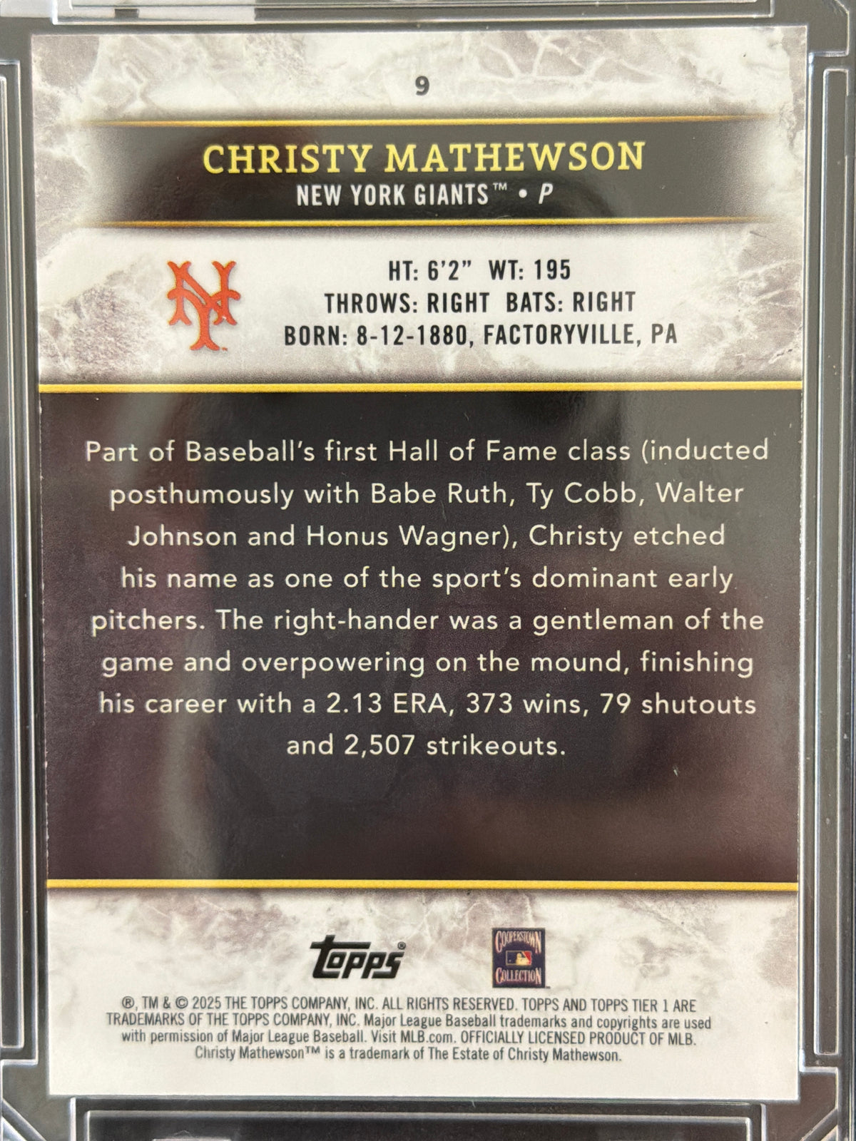 2025 Topps Tier One Christy Mathewson #9