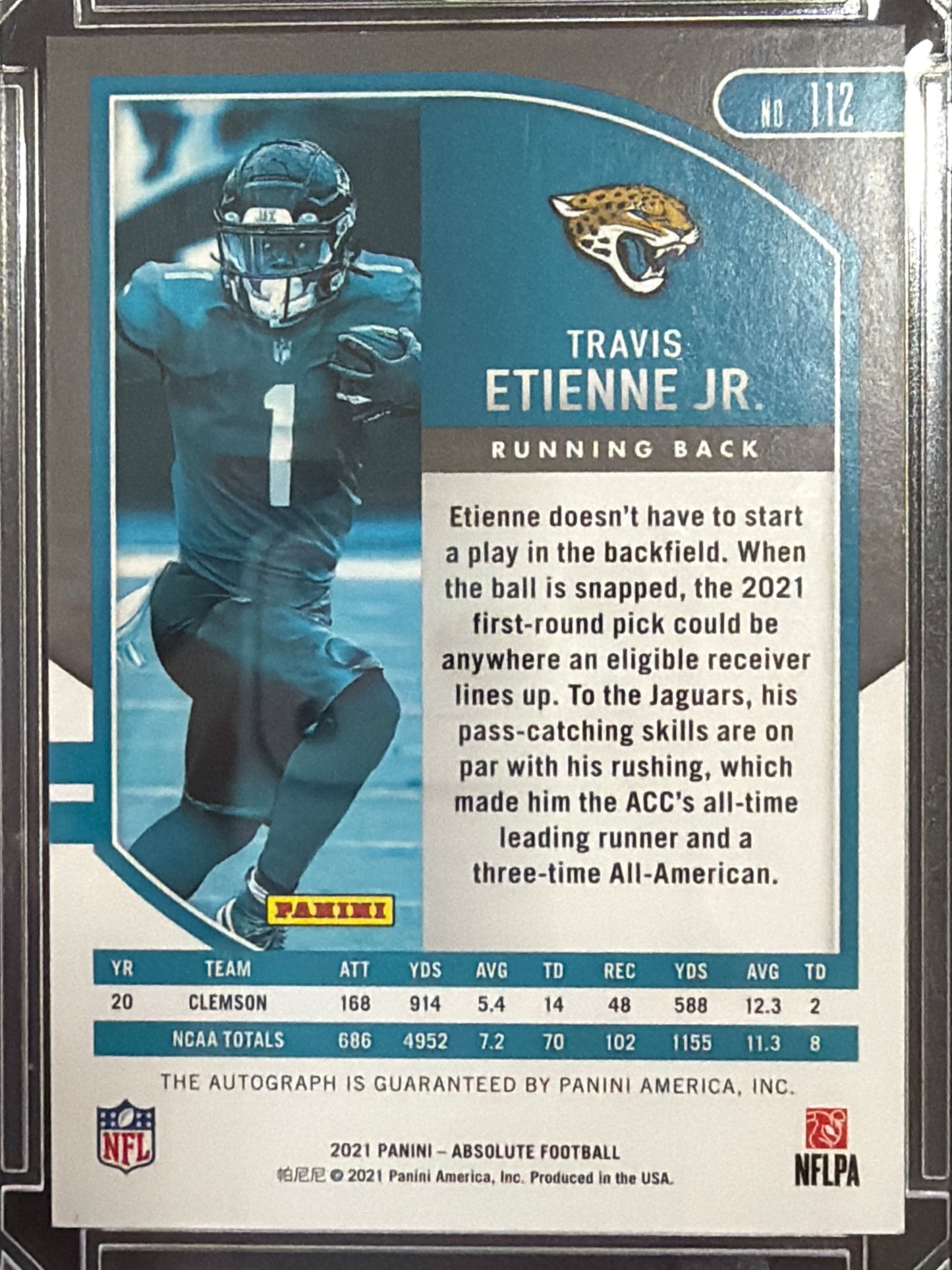 2021 Panini Absolute Football Travis Etienne Jr. #112 RC