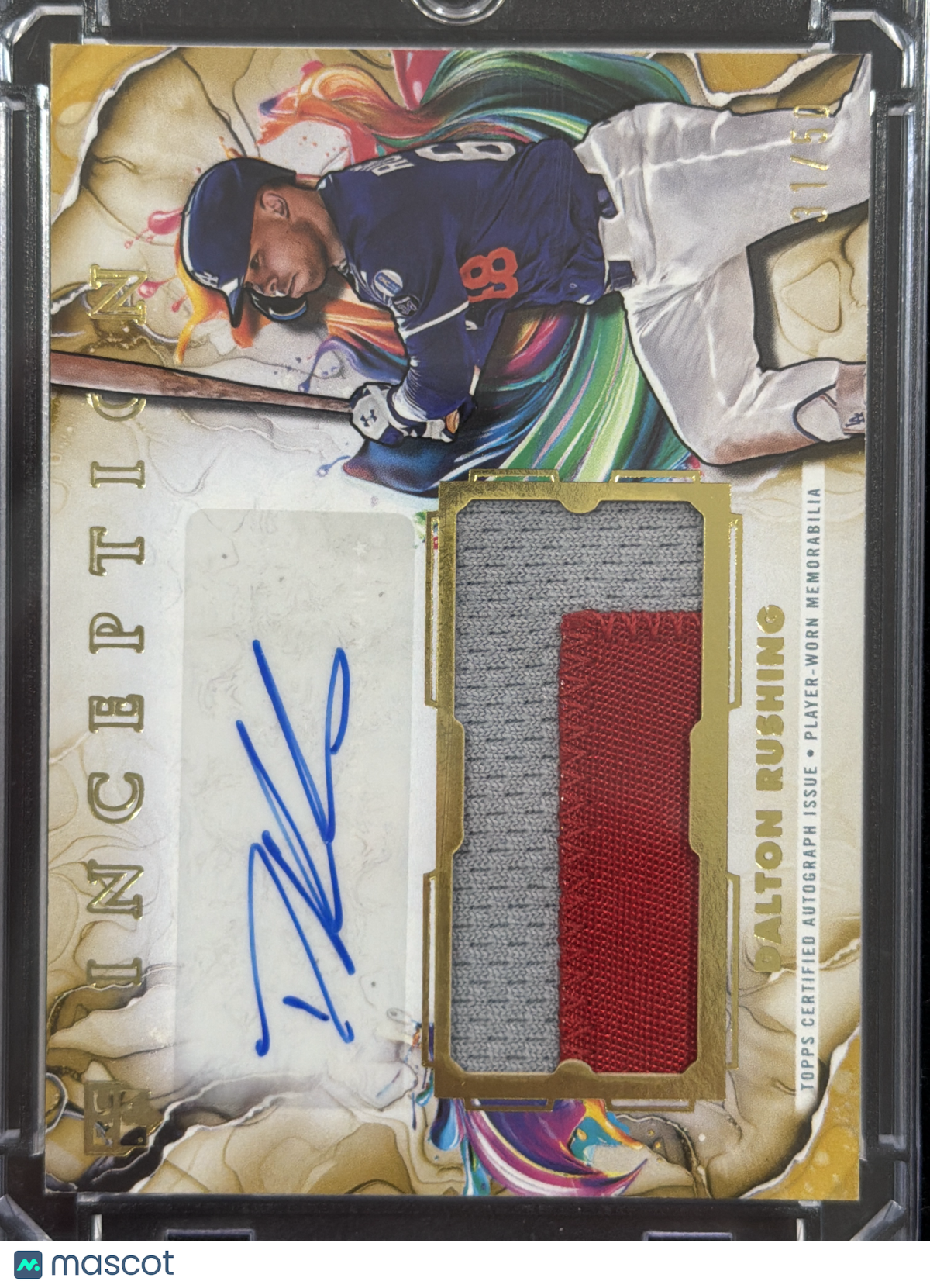 2025 Topps Dalton Rushing #IAPC-DR /50 Player-Worn Memorabilia Autograph Patch