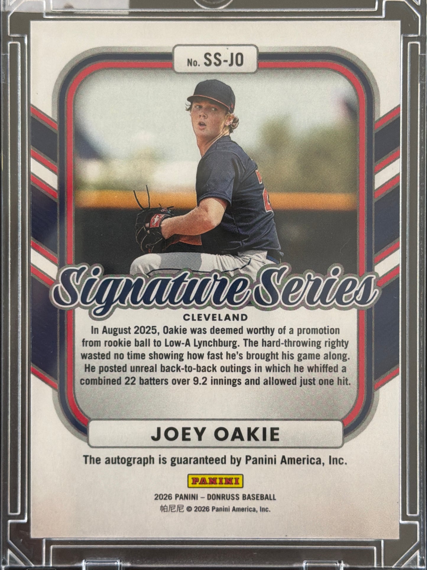 2026 Panini Donruss Signature Series Joey Oakie #SS-JO Purple Holo /49