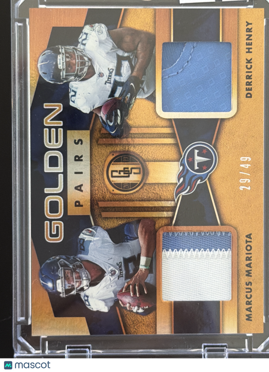 2019 Panini Marcus Mariota  Henry #GP-19 /49 Dual Memorabilia Jersey Patch
