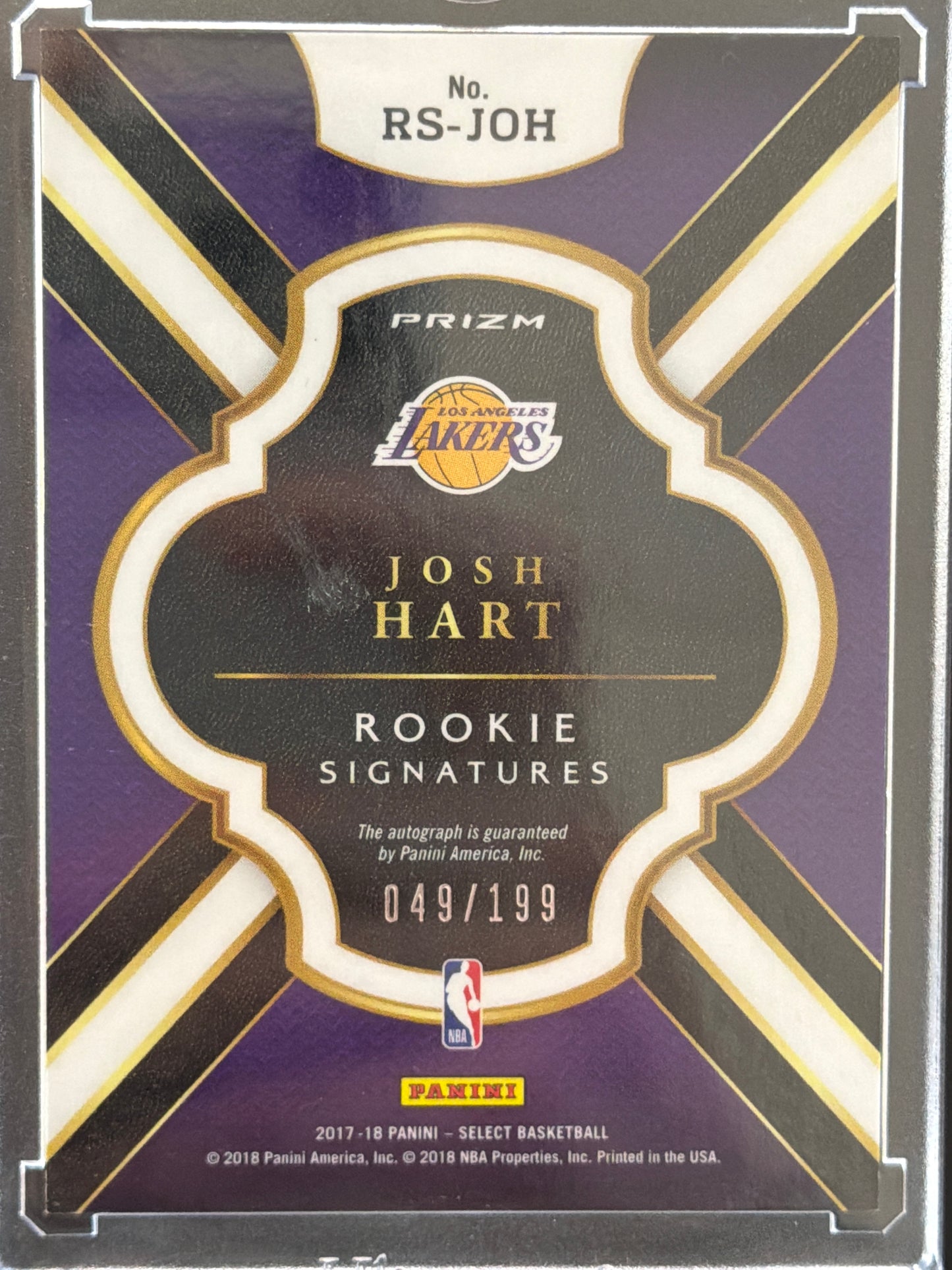 2018 Panini Select Prizm Josh Hart #RS-JOH /199
