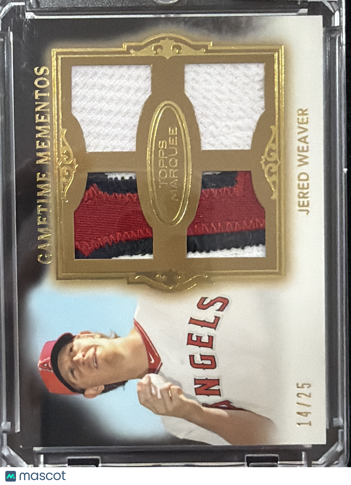 2011 Topps Marquee Mementos Jered Weaver #GMQR-50 /25 Quad Jersey Patch Relic