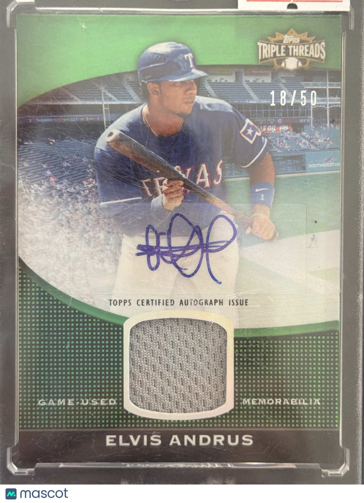 2011 Topps Elvis Andrus  /50 Certified Autograph Issue Game-Used Memorabilia