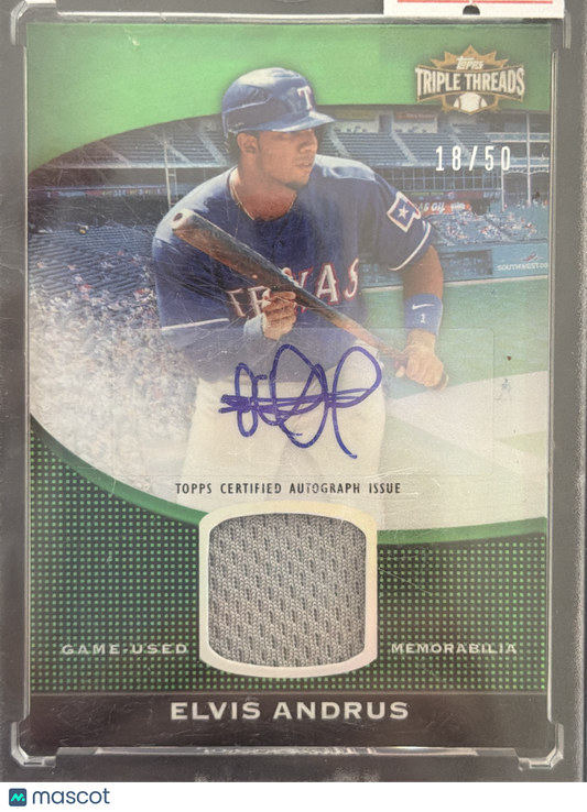 2011 Topps Elvis Andrus  /50 Certified Autograph Issue Game-Used Memorabilia