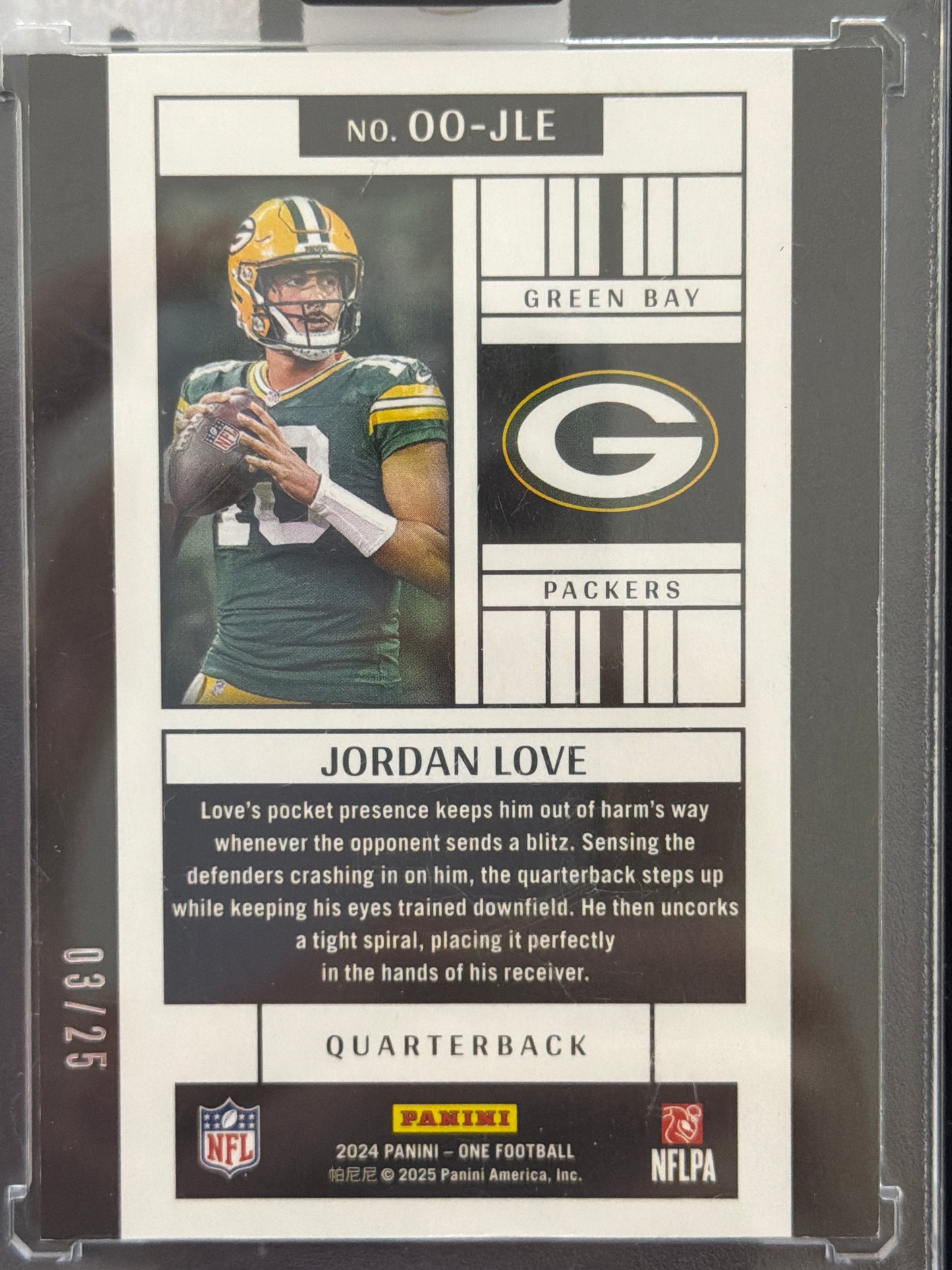 2025 Panini One Football Originals Jordan Love #OO-JLE /25