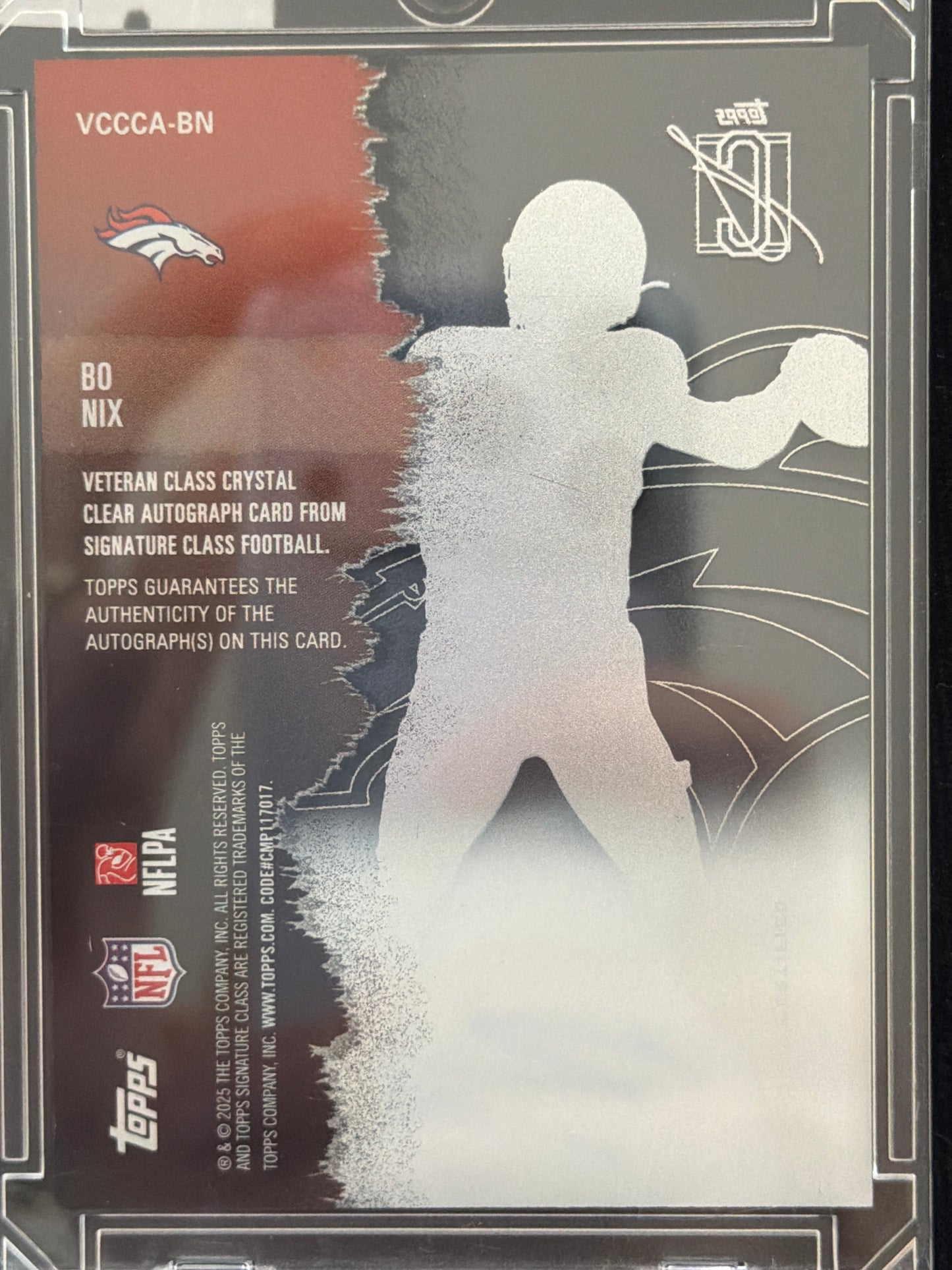 2025 Topps Signature Class Veteran Class Crystal Clear Bo Nix #VCCCA-BN