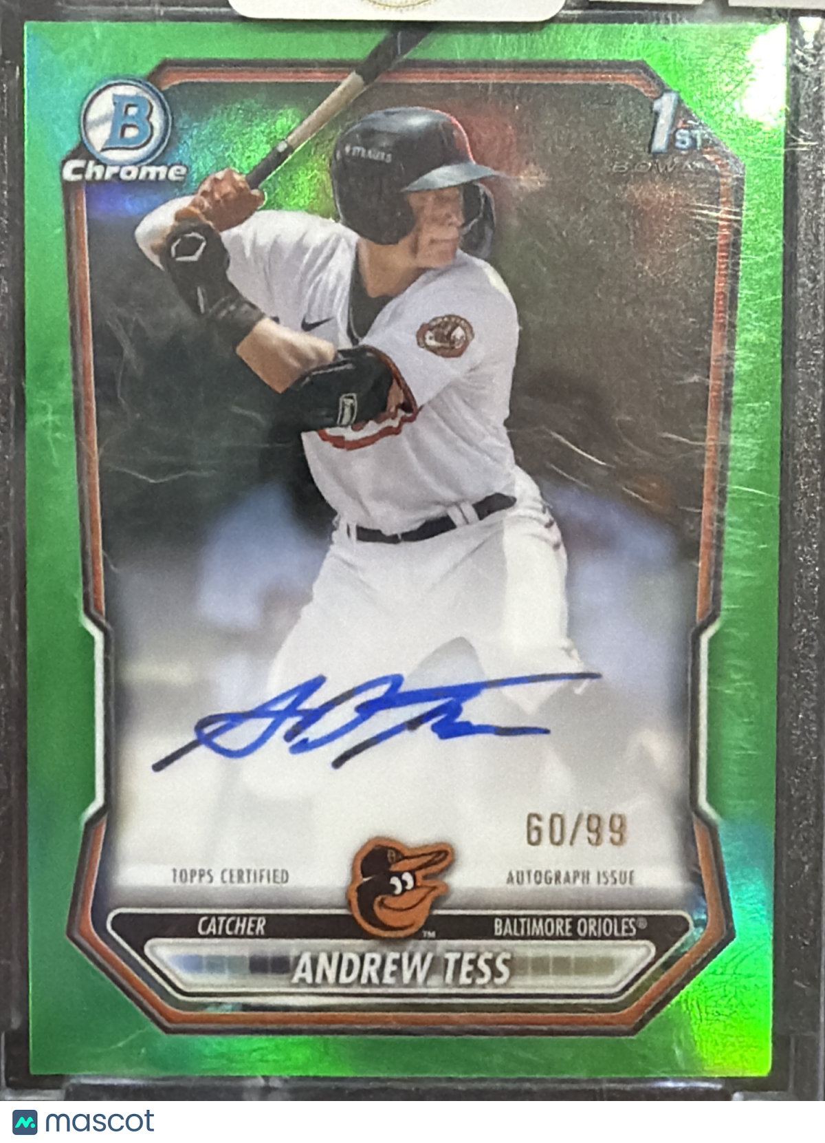 2024 Bowman Chrome Andrew Tess #CPA-AT Green Refractor /99 1st Bowman