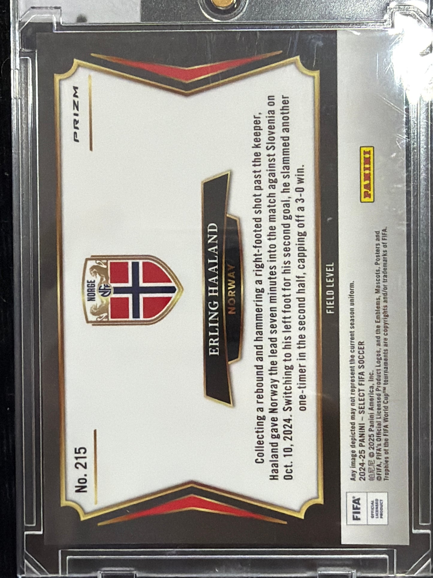 2025 Panini Select FIFA Soccer Erling Haaland #215 Purple Prizm Field Level