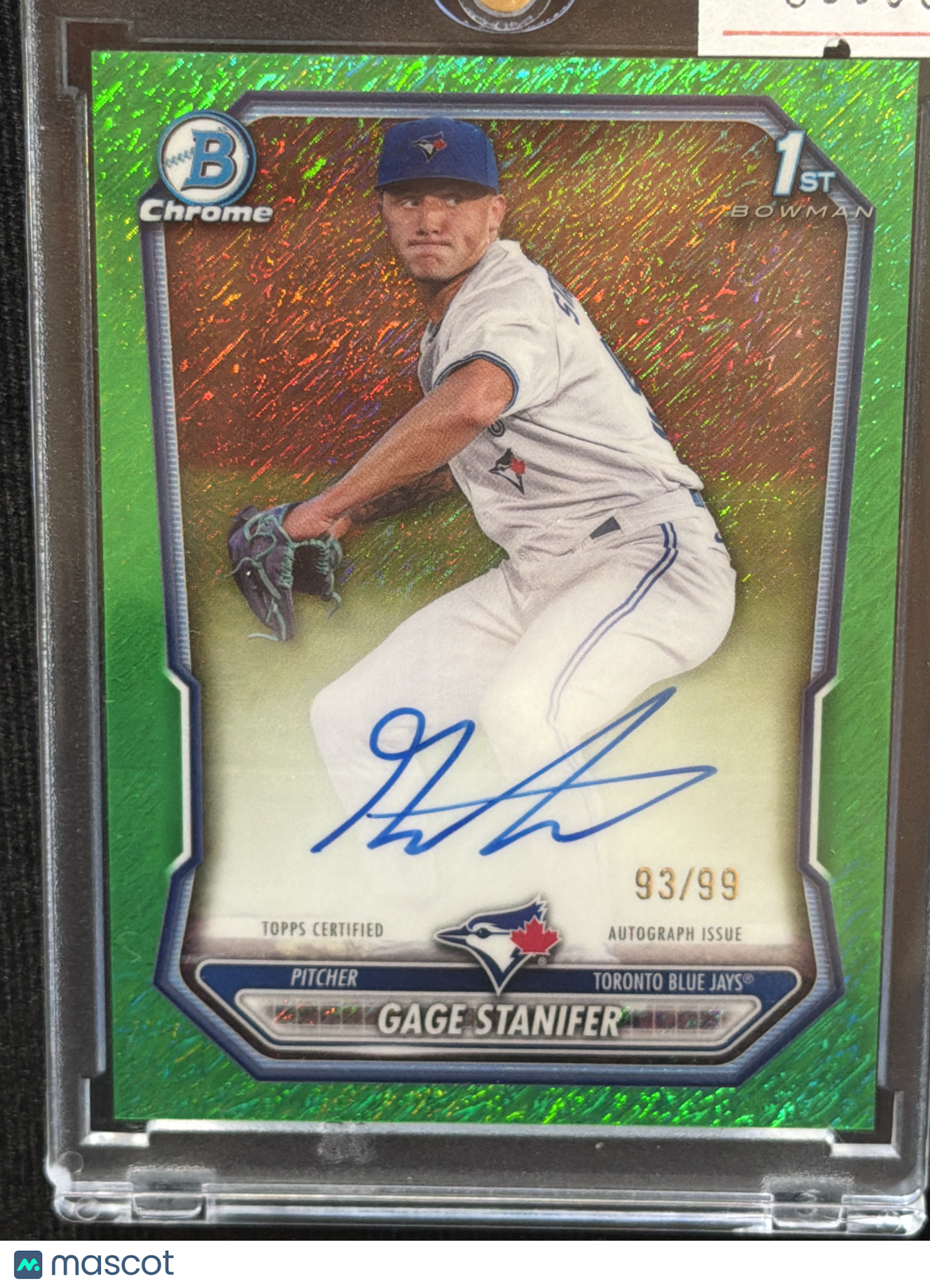 2025 Topps Bowman  Gage Stanifer #CPA-GS Green Shimmer Refractor /99 1st Bowman