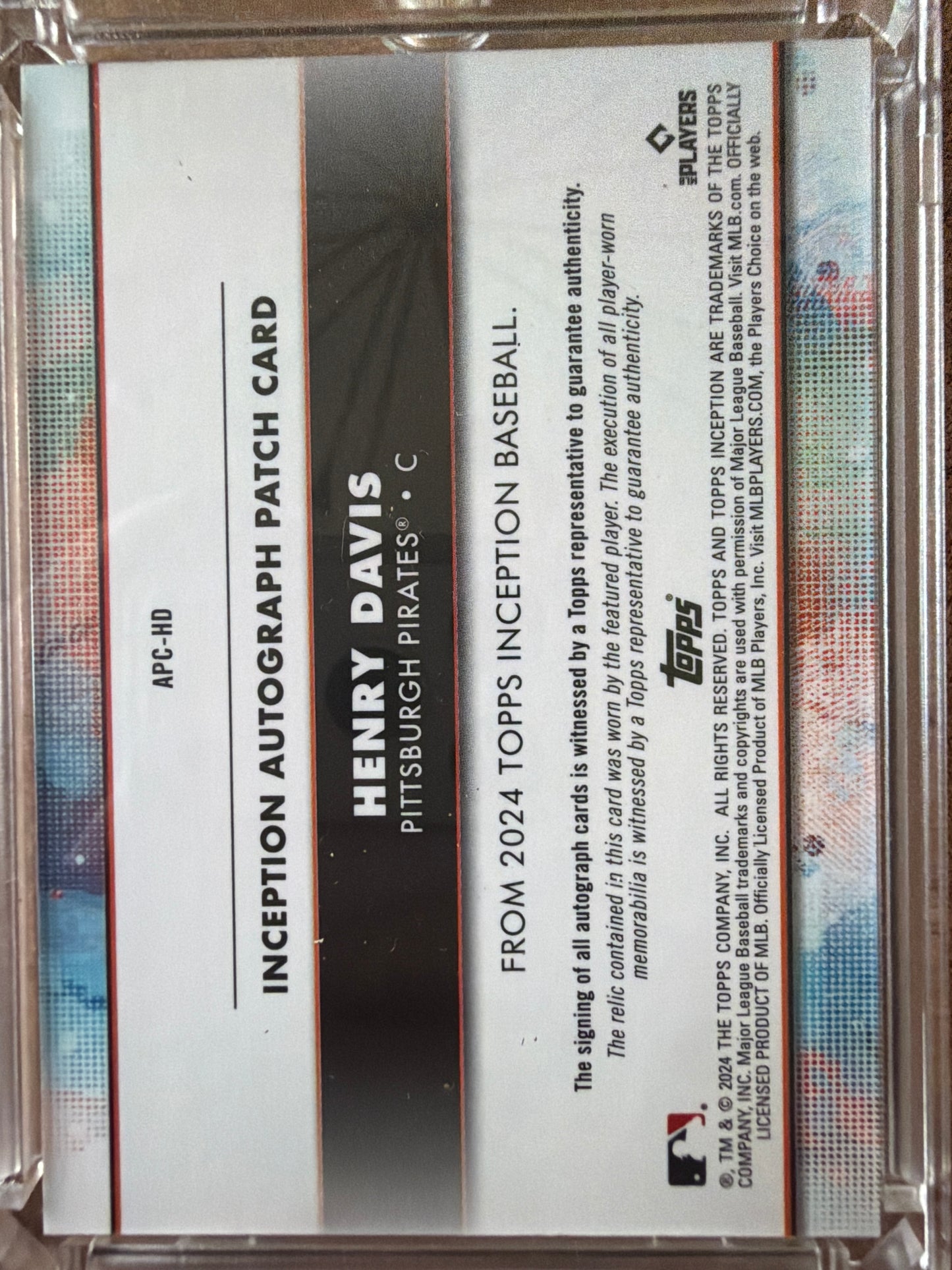 2024 Topps Inception Henry Davis #APC-HD /50 Autograph Patch RC
