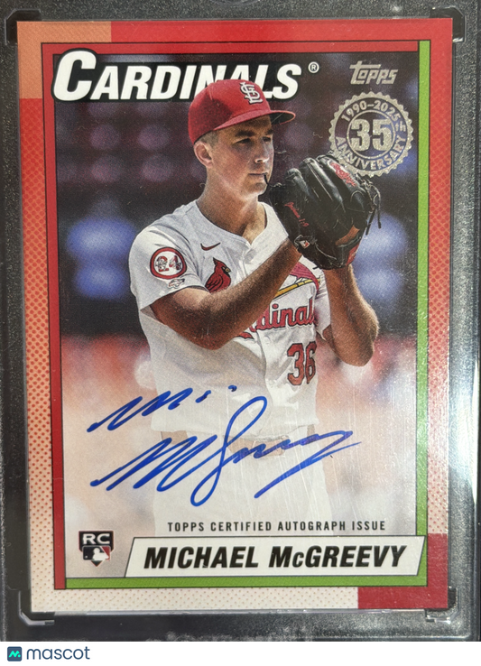 2025 Topps 1990 Topps Baseball Autograph Michael McGreevy #90B2-MMC RC