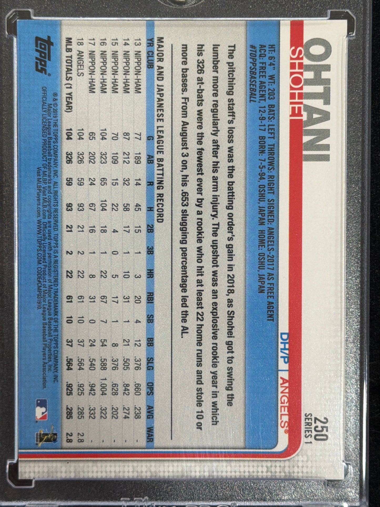 2019 Topps Series 1 Shohei Ohtani #150 Base