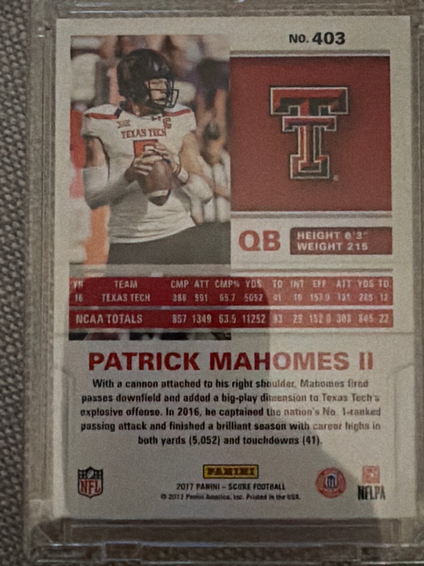 2017 Panini Score Patrick Mahomes II #403 RC