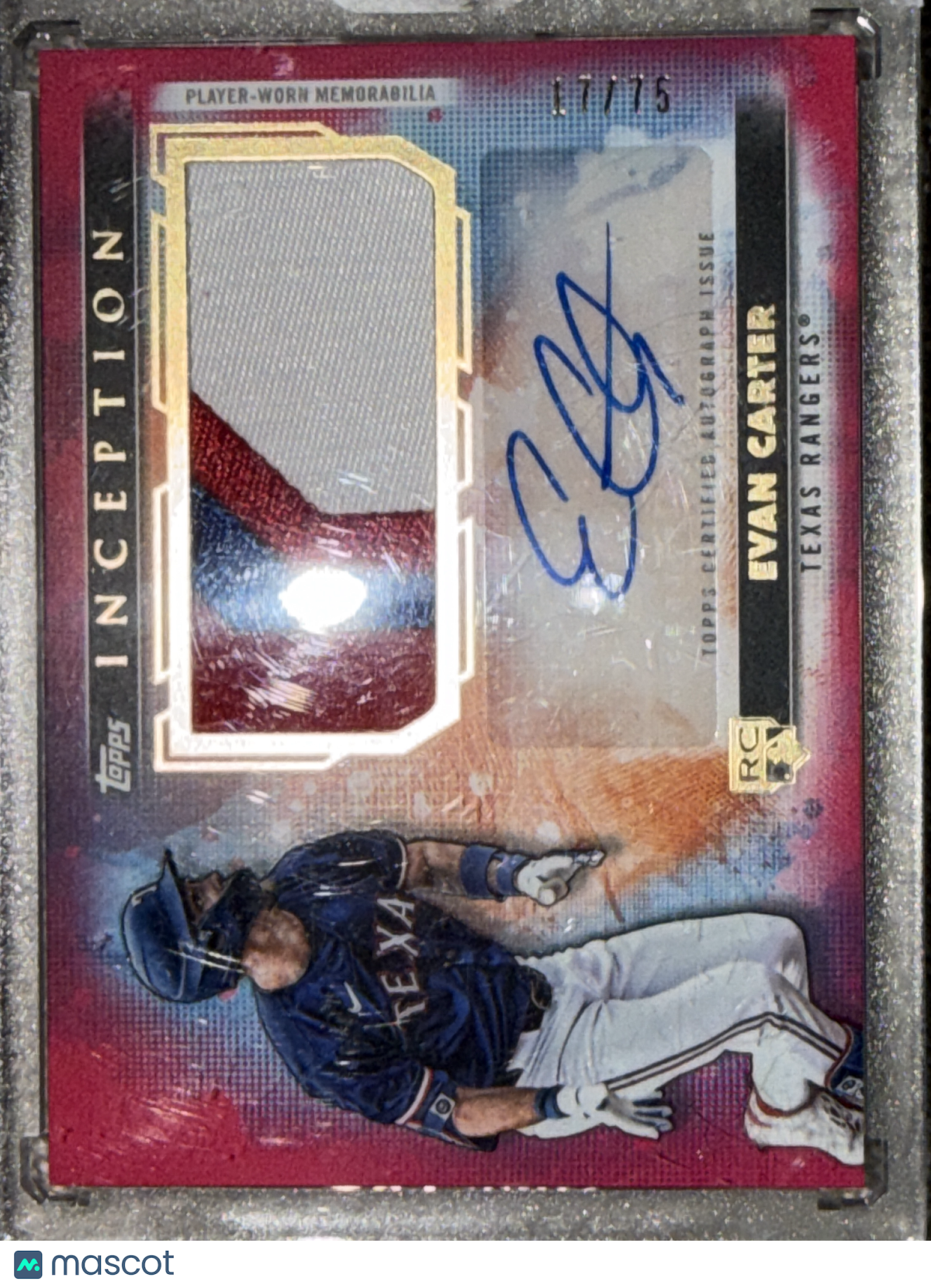 2024 Topps Inception Evan Carter #APC-EC /75 Player-Worn Memorabilia Patch RC