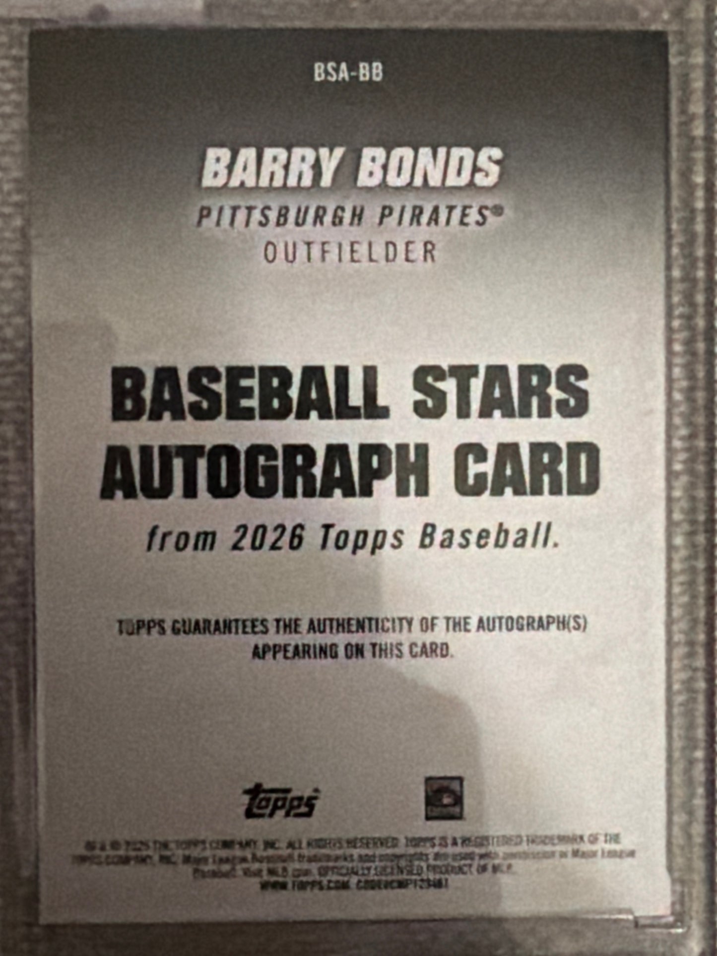 2026 Topps Baseball Stars Autograph Barry Bonds #BSA-BB
